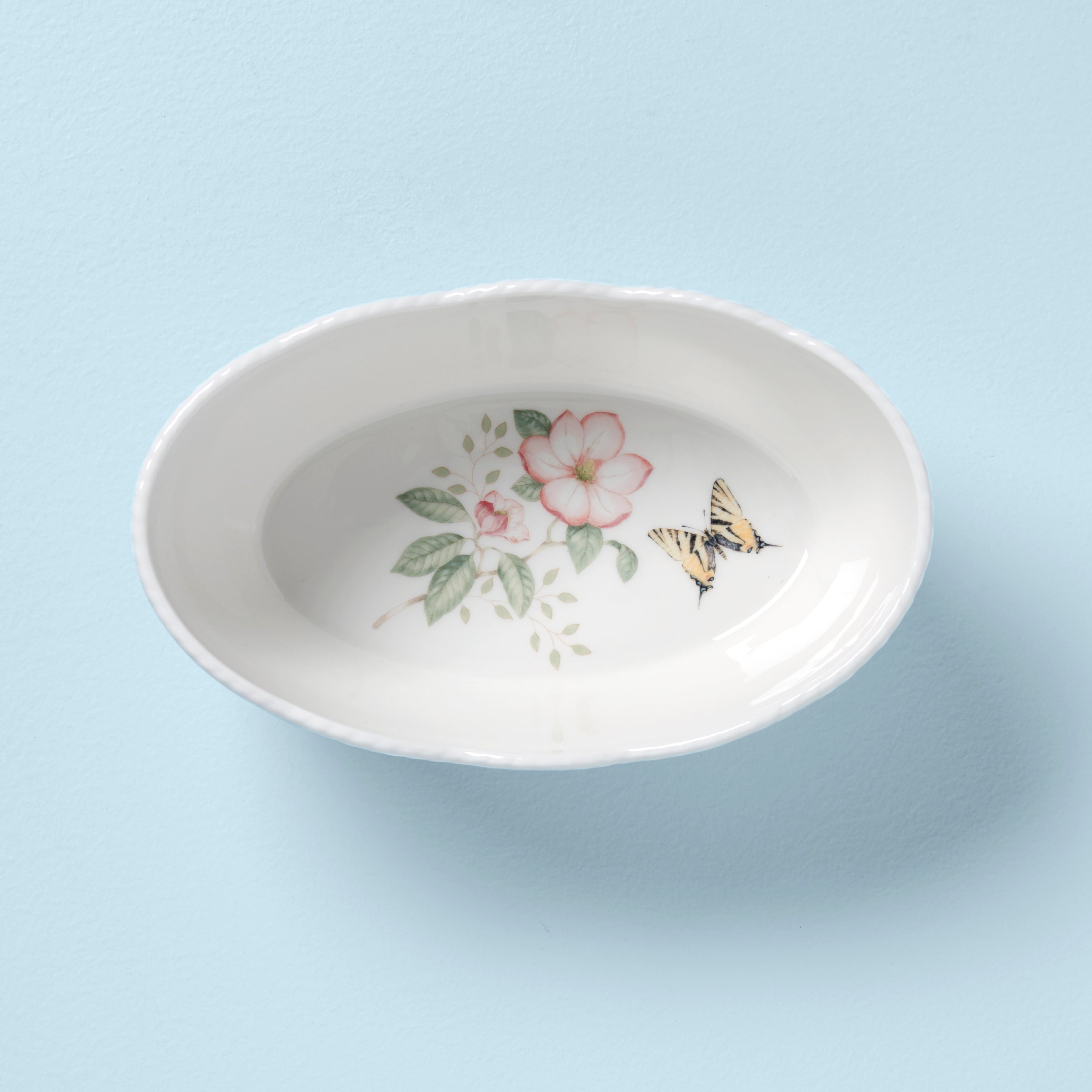 Scalloped Bread Basket with Butterfly Design | Butterfly Meadow