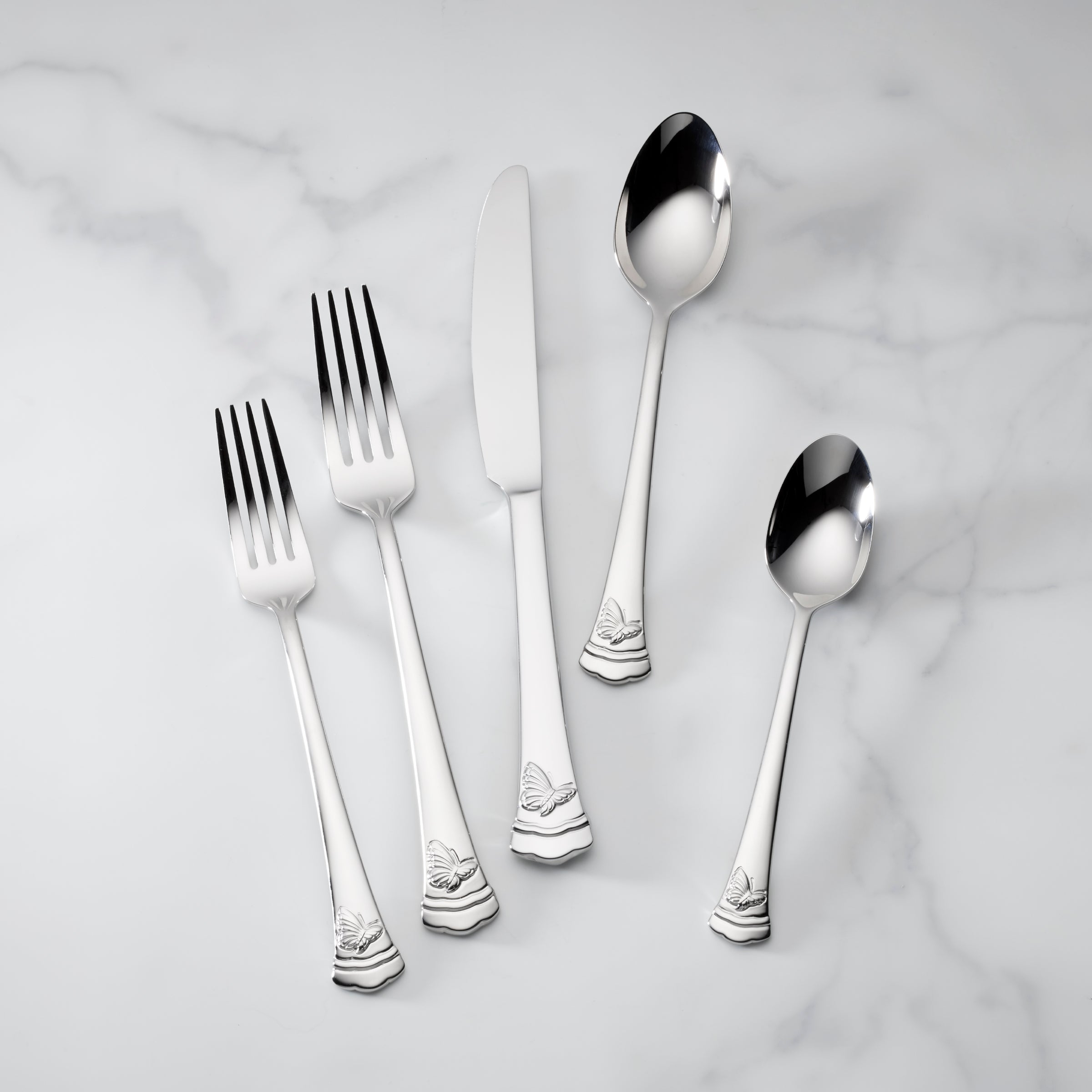 Butterfly Meadow Flatware Set - 65 Piece Mirror Finish Stainless Steel
