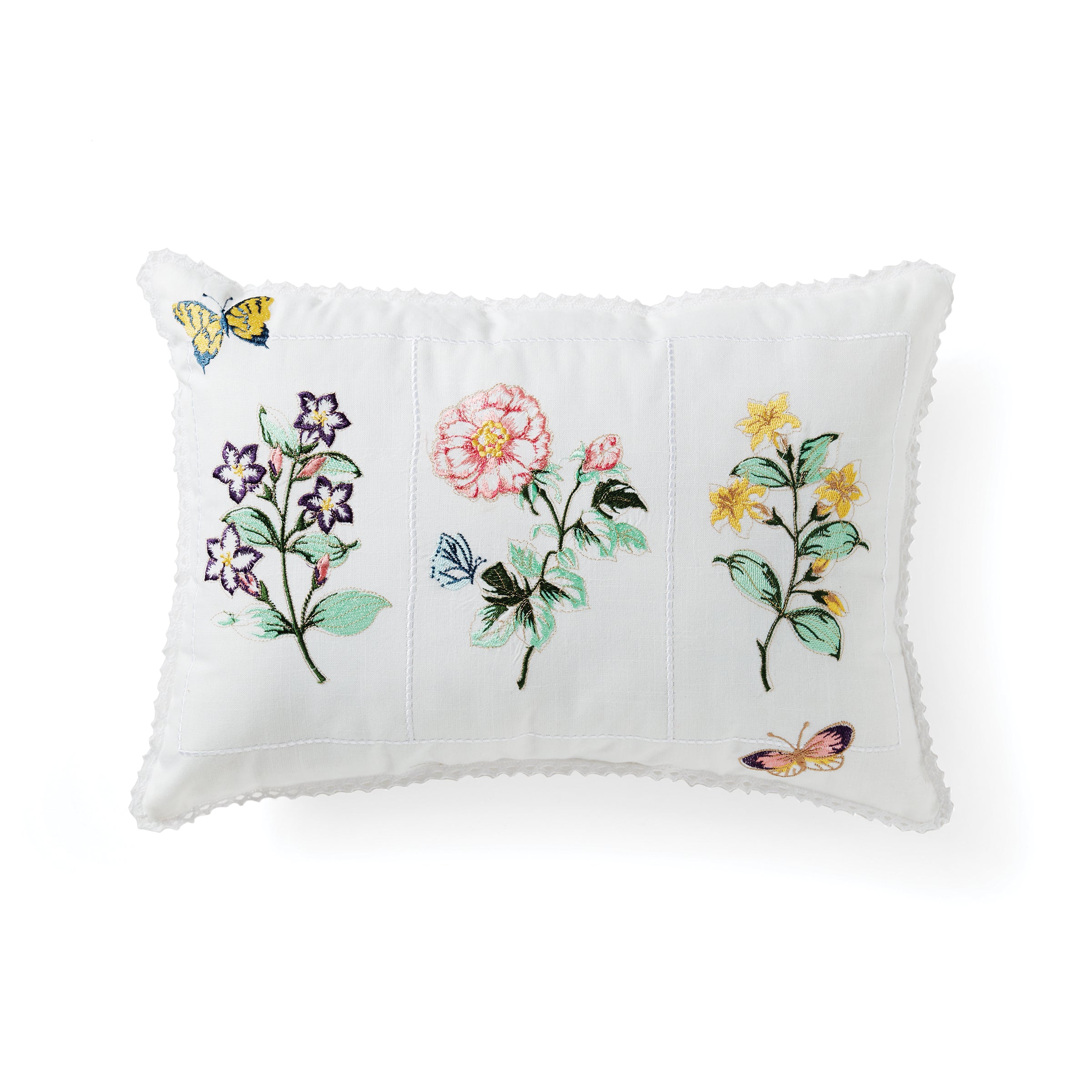 Floral Decorative Pillow 14x20 with Butterfly Meadow Design | Soft Plush
