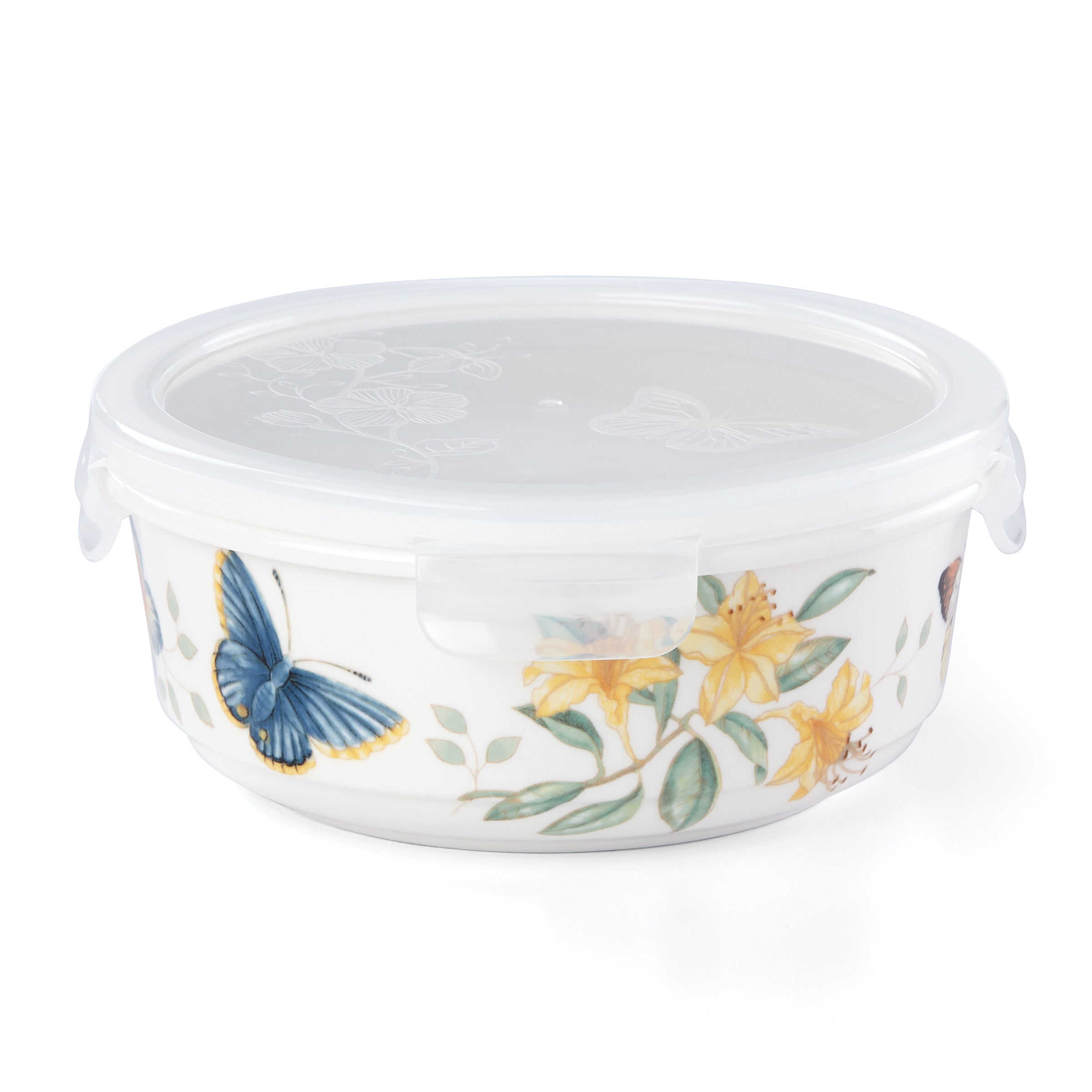 Large Round Food Storage Container with Butterfly Meadow Design | Microwave & Dishwasher Safe