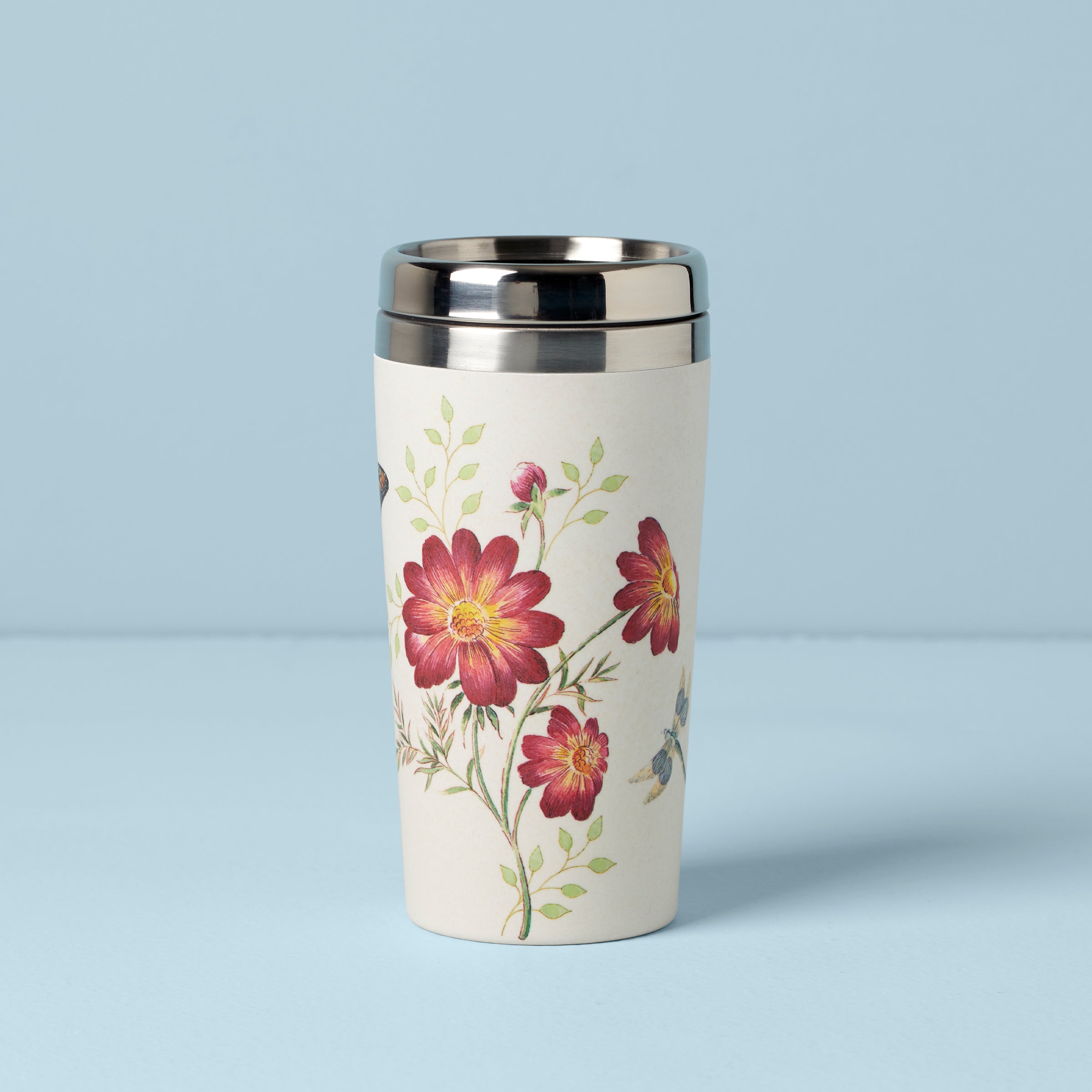 Bamboo Travel Mug with Floral Design | Butterfly Meadow