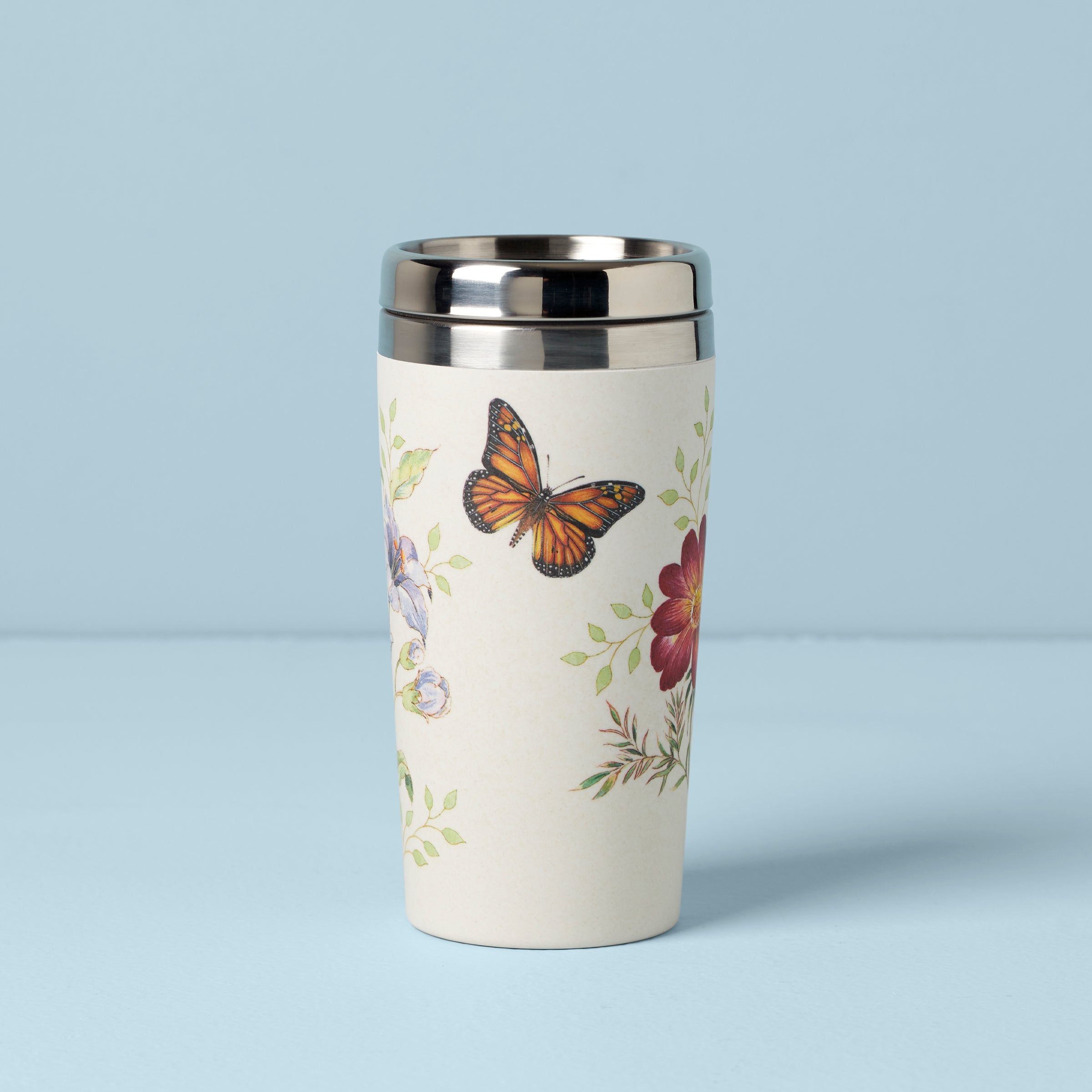 Bamboo Travel Mug with Floral Design | Butterfly Meadow