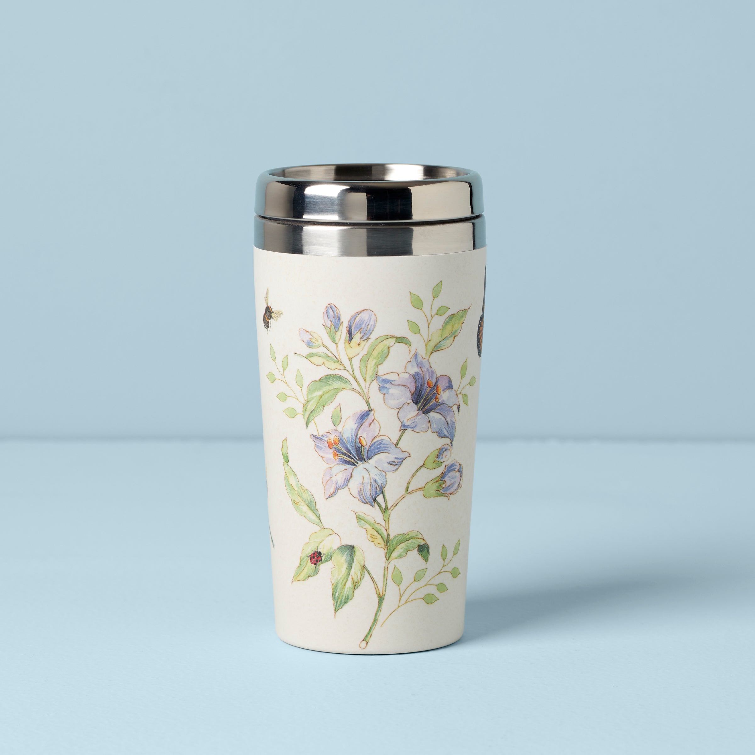Bamboo Travel Mug with Floral Design | Butterfly Meadow