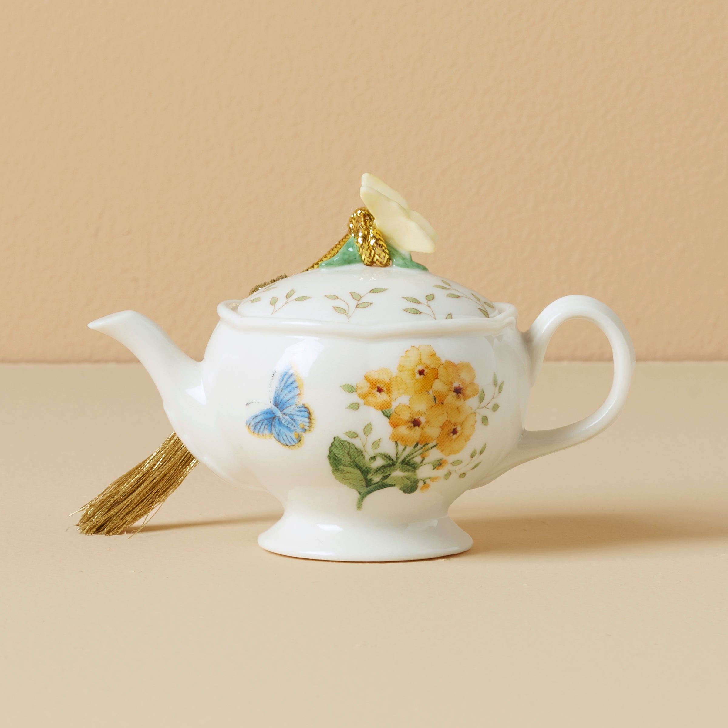Butterfly Meadow Teapot Ornament for Christmas & Easter Decor | Handcrafted