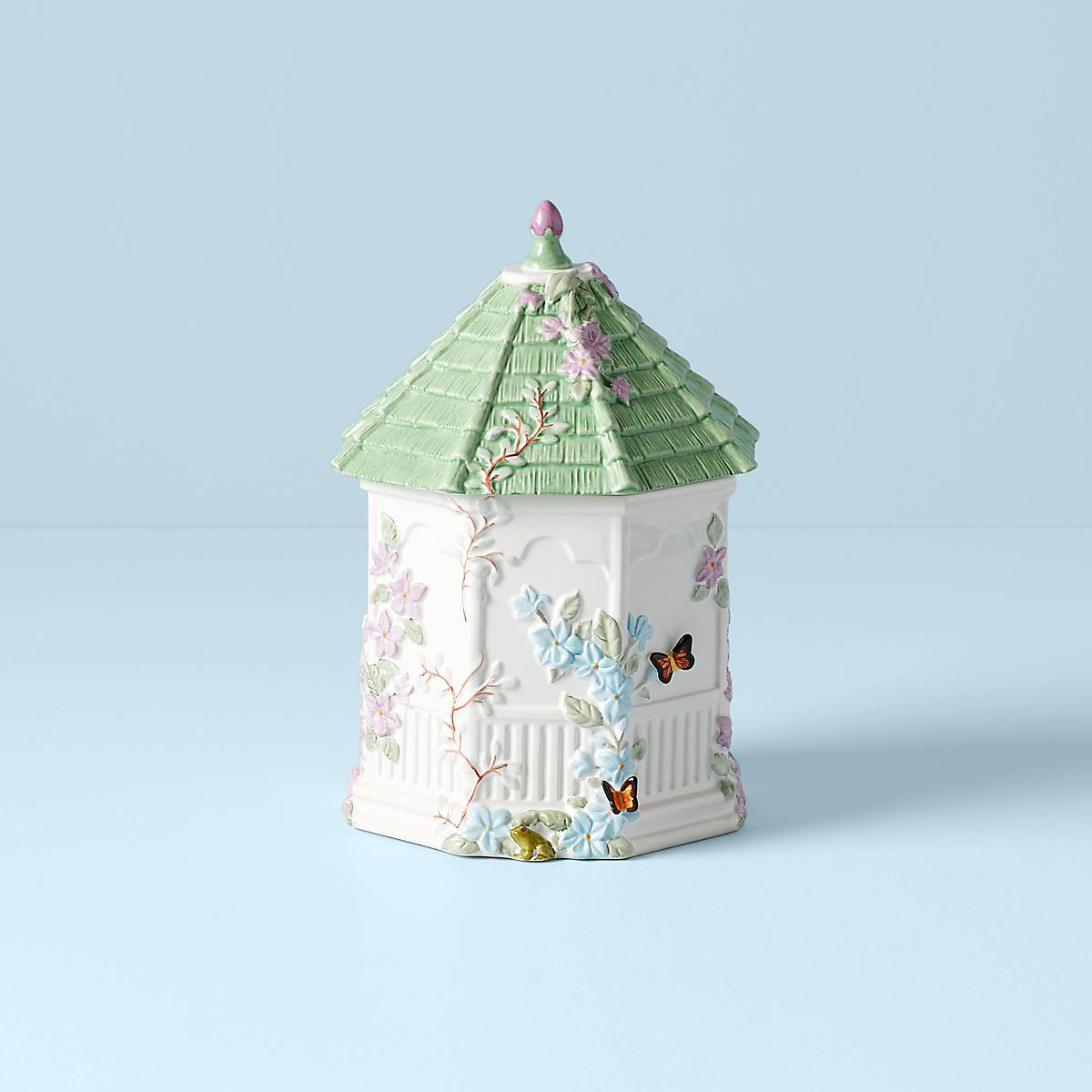 Butterfly Meadow Ceramic Cookie Jar with Gazebo Design | Dishwasher-Safe
