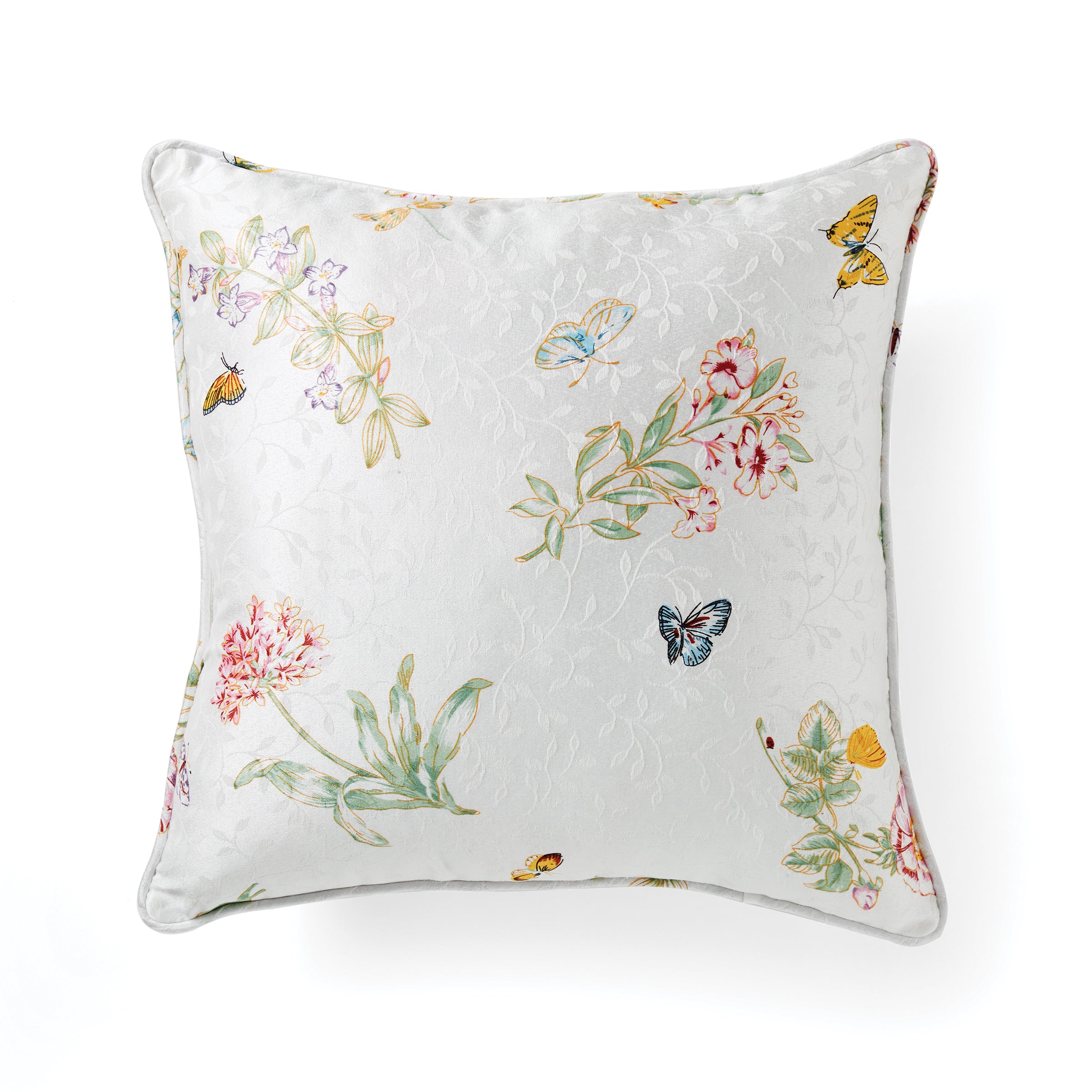 Floral Butterfly Pillow 18x18 | Soft Plush Decorative Throw