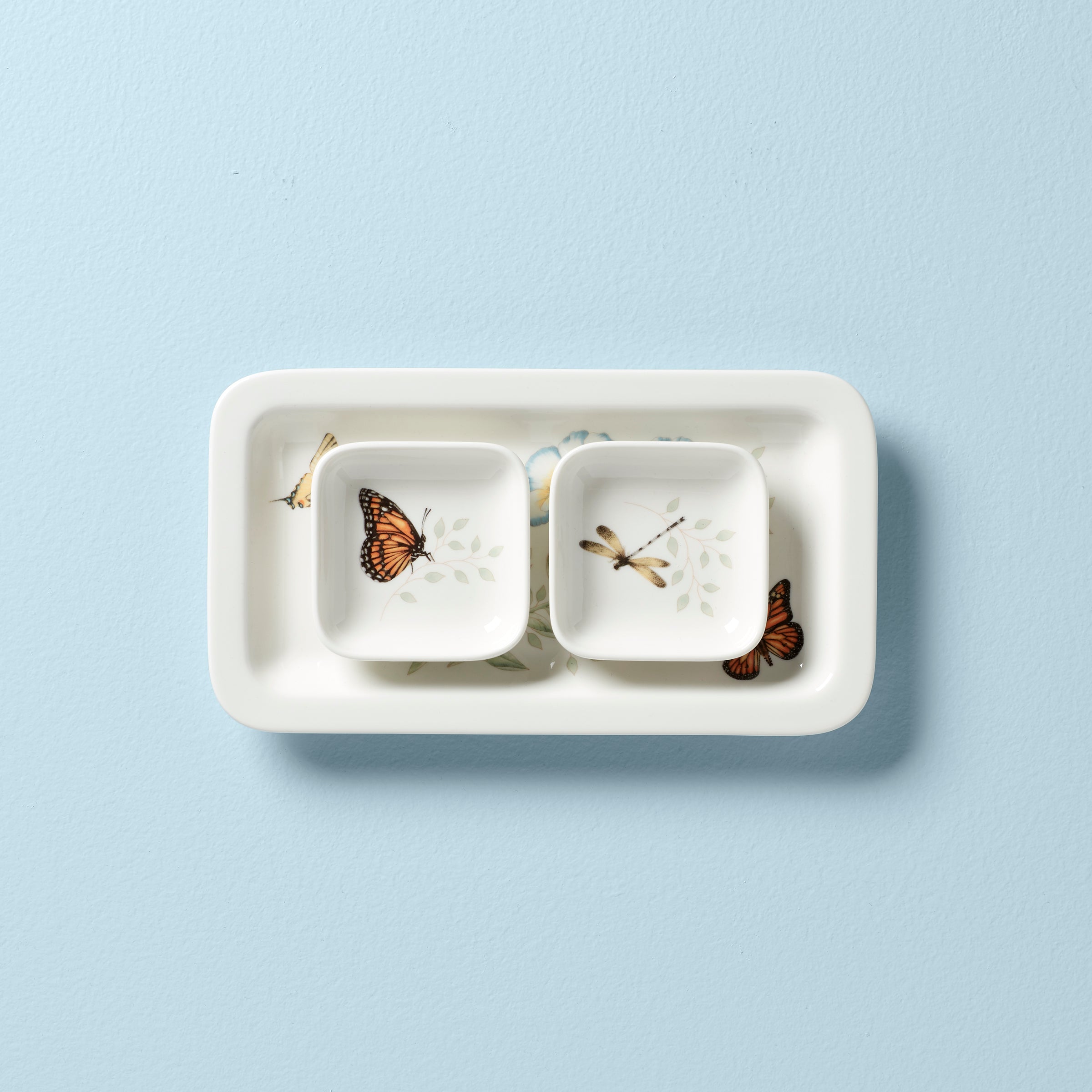 Sushi Plate Set with Dip Bowls for Asian Cuisine | Butterfly Meadow