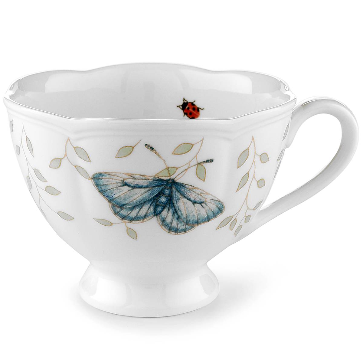 White Ceramic Butterfly Meadow Cup | Dishwasher & Microwave Safe