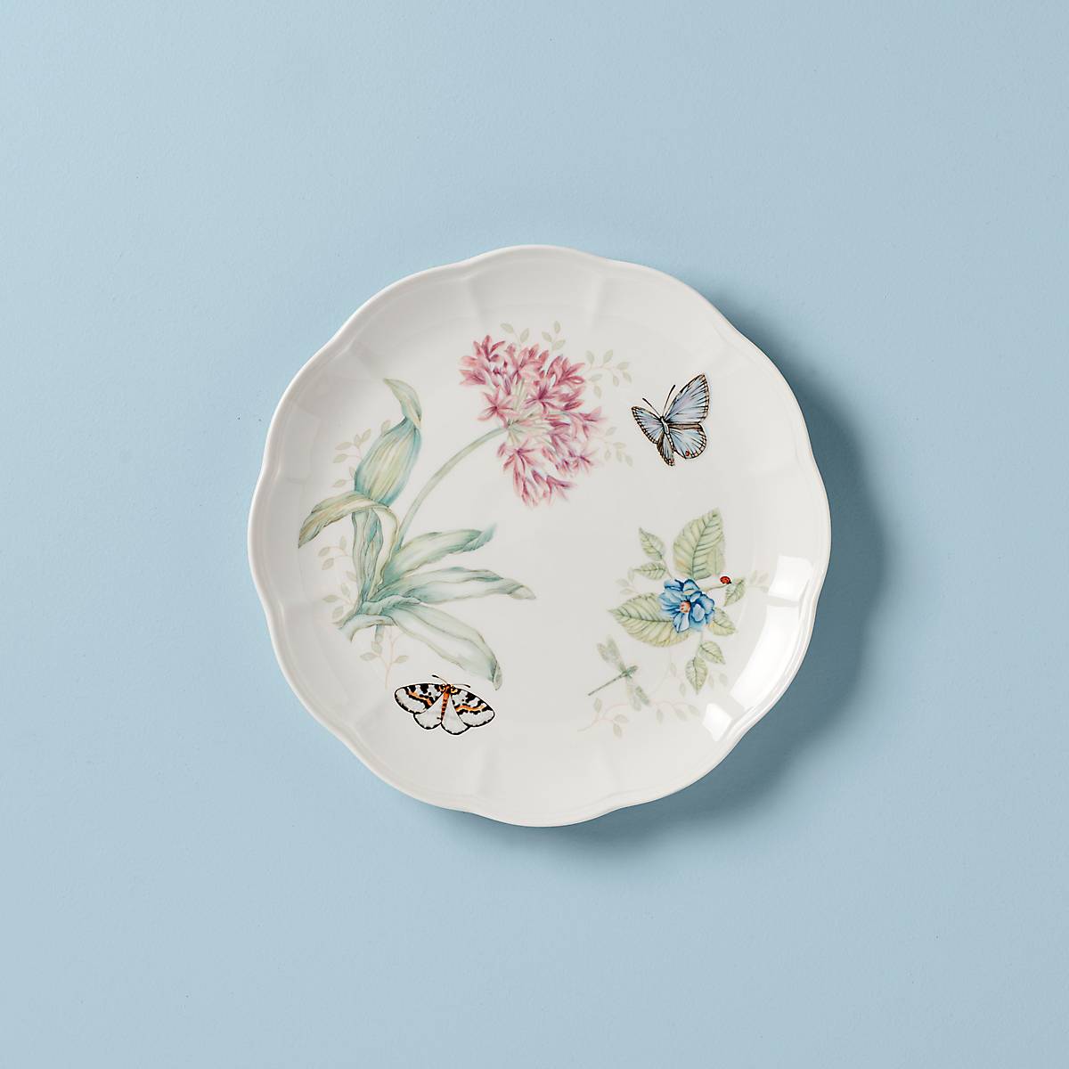 Blue Butterfly Dinner Plate | Scalloped Edge, Dishwasher Safe | Butterfly Meadow