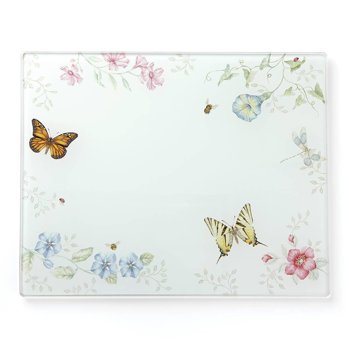 Large Glass Cutting Board with Butterfly Design | Butterfly Meadow
