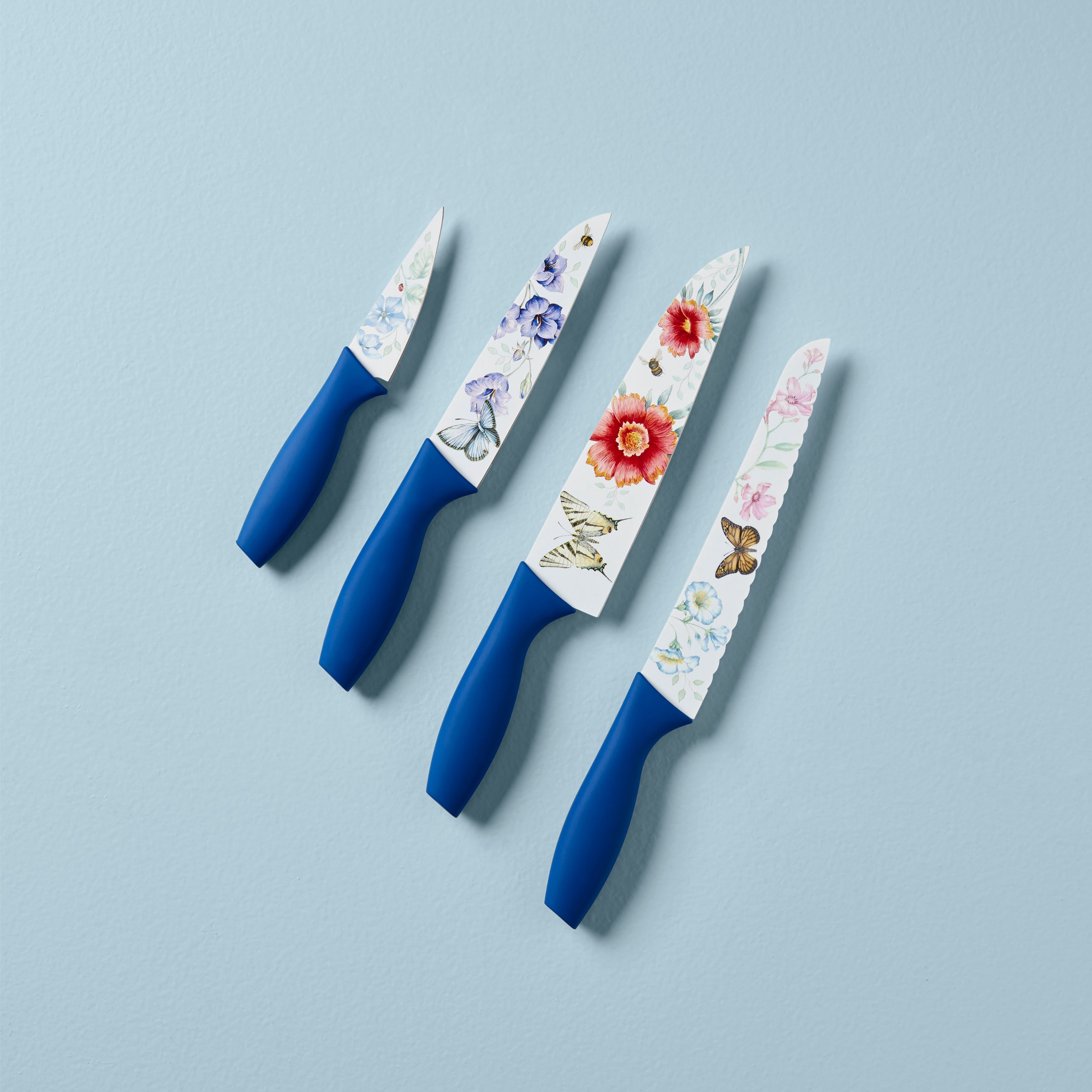 Ceramic-Coated 4-Piece Knife Set with Nature Motif | Butterfly Meadow