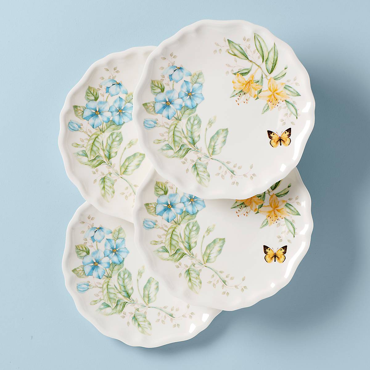 Melamine Dinner Plates Set of 4 - Butterfly Meadow Design | Shatterproof & Dishwasher-Safe