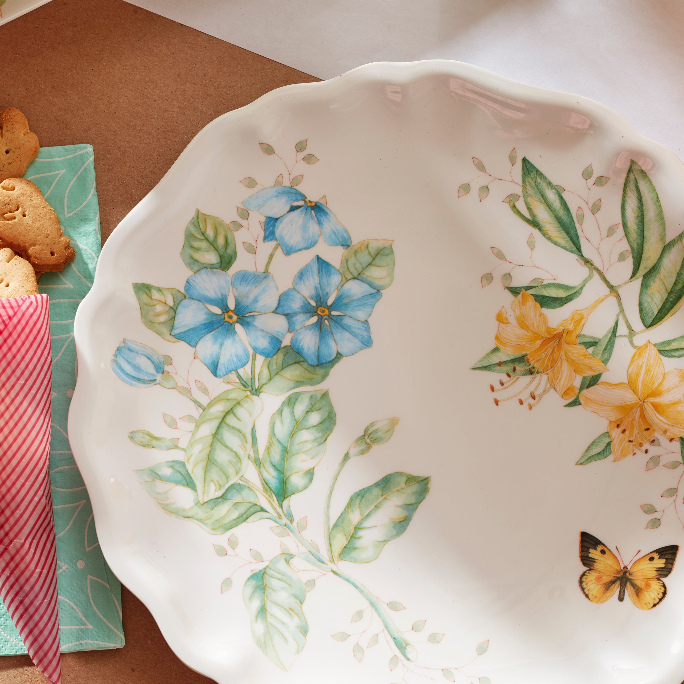 Melamine Dinner Plates Set of 4 - Butterfly Meadow Design | Shatterproof & Dishwasher-Safe