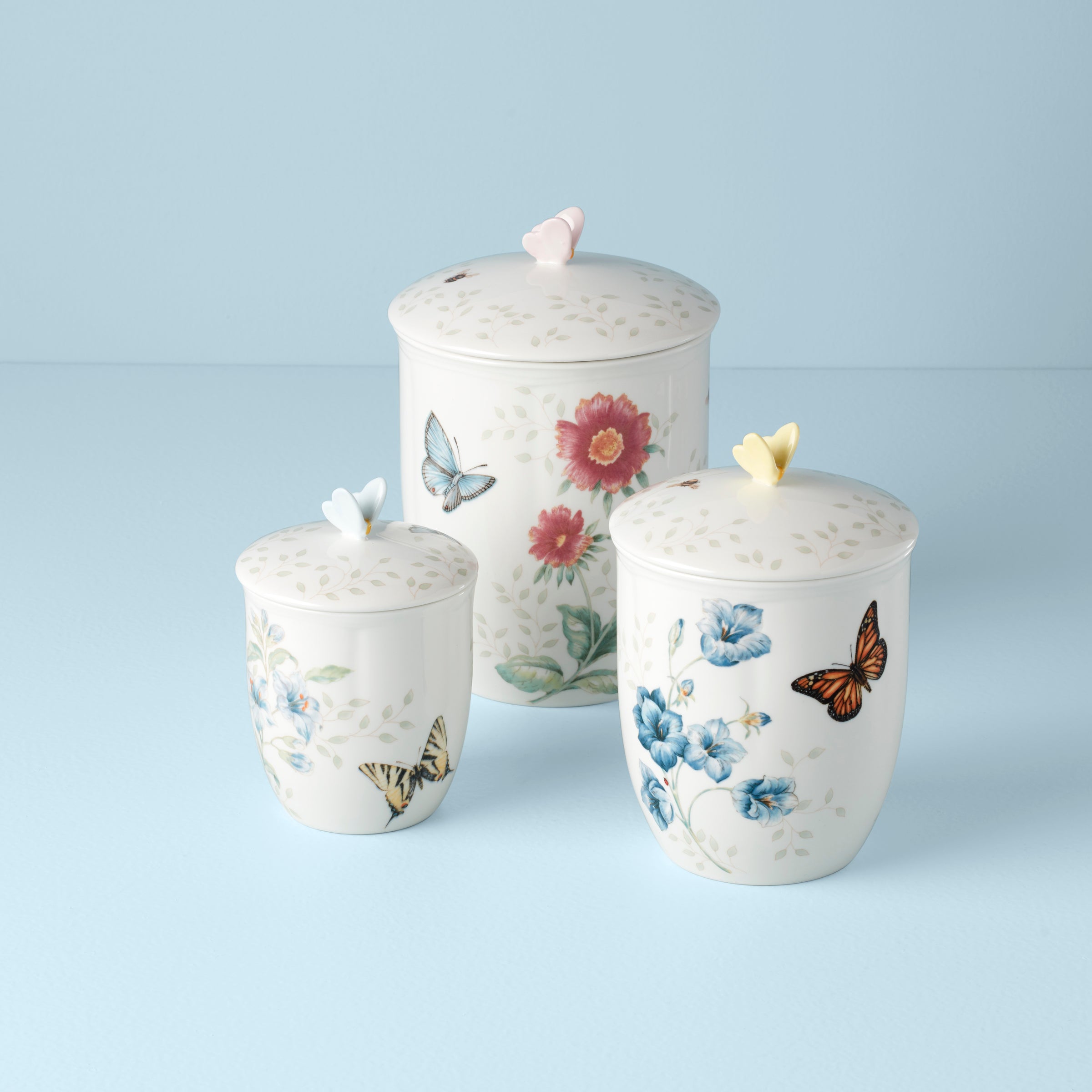 3-Piece Butterfly Meadow Canister Set for Kitchen Storage
