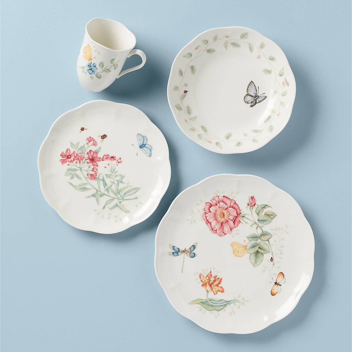 Scalloped Ceramic Dinnerware Set with Butterfly Design | Lenox Butterfly Meadow