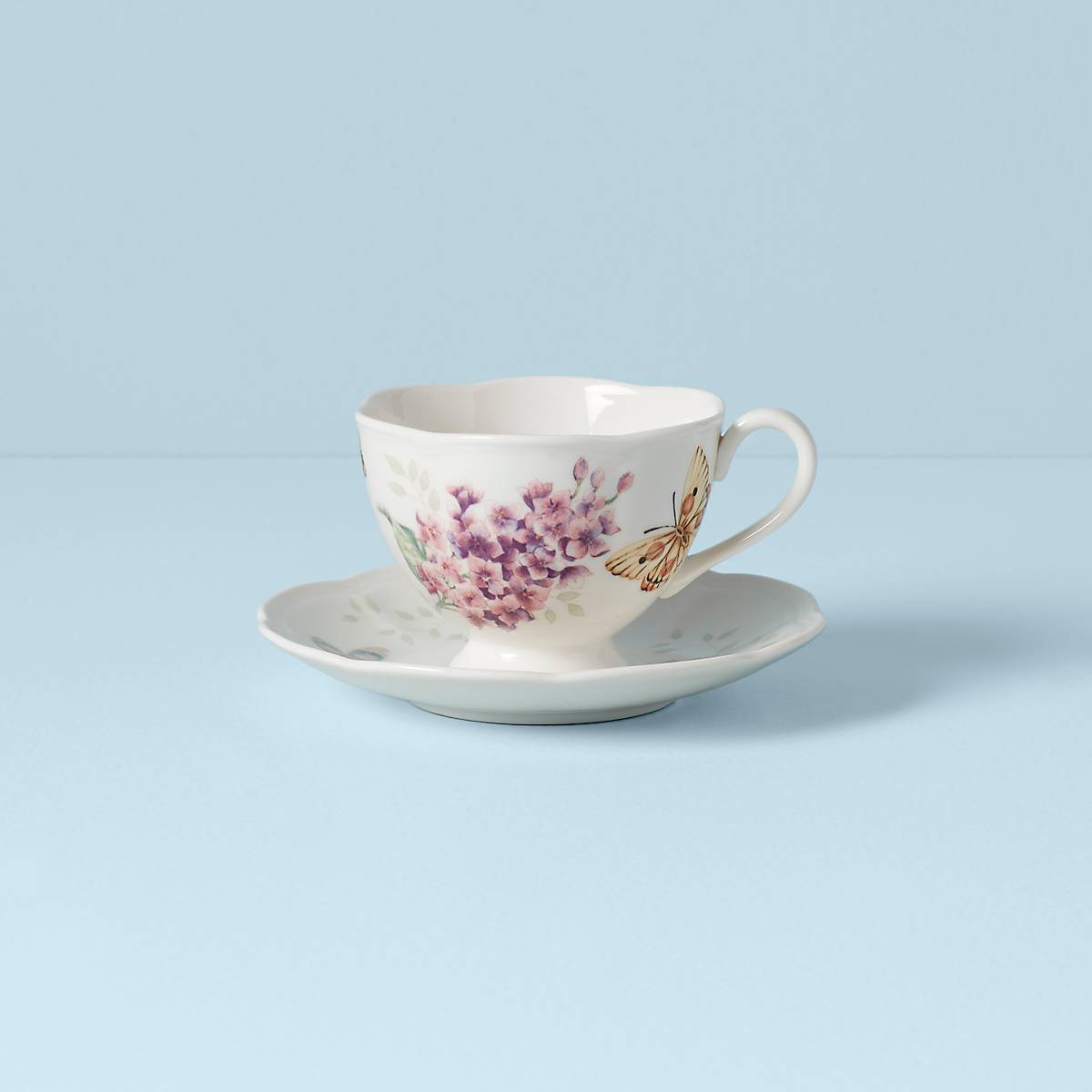 Butterfly Meadow Orange Sulphur Ceramic Cup and Saucer Set | Dishwasher Safe