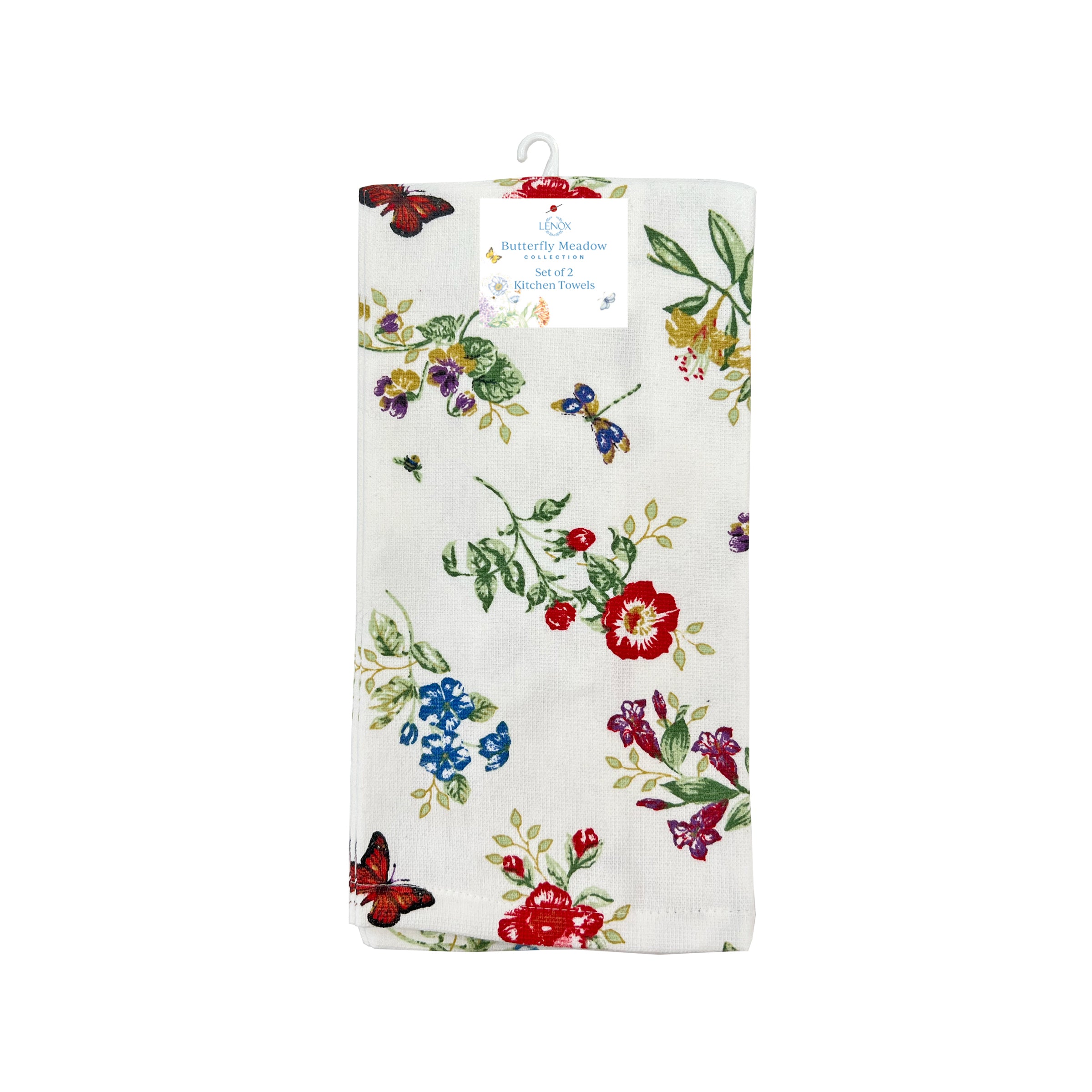 Floral Kitchen Towels Set - Soft & Absorbent 2-Piece | Butterfly Meadow
