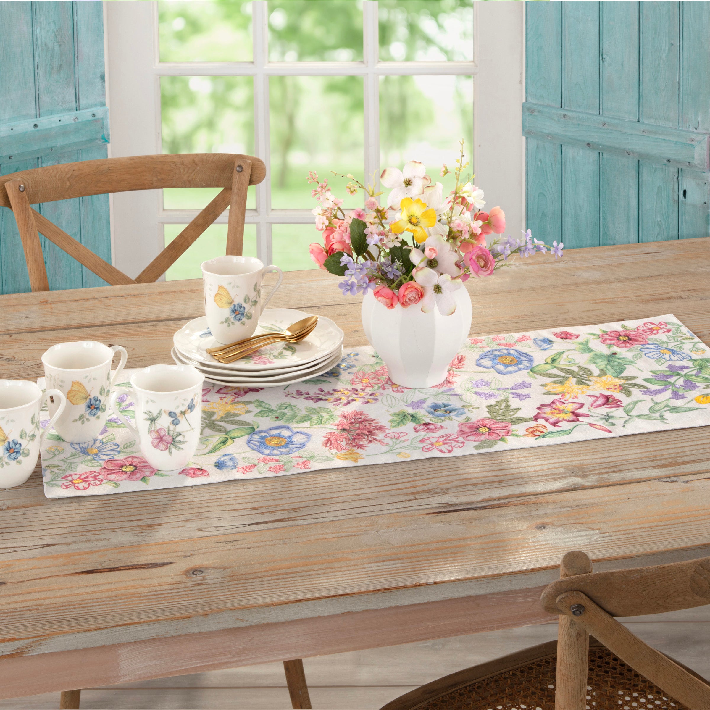 Embroidered Butterfly Meadow Table Centerpiece for Garden Parties