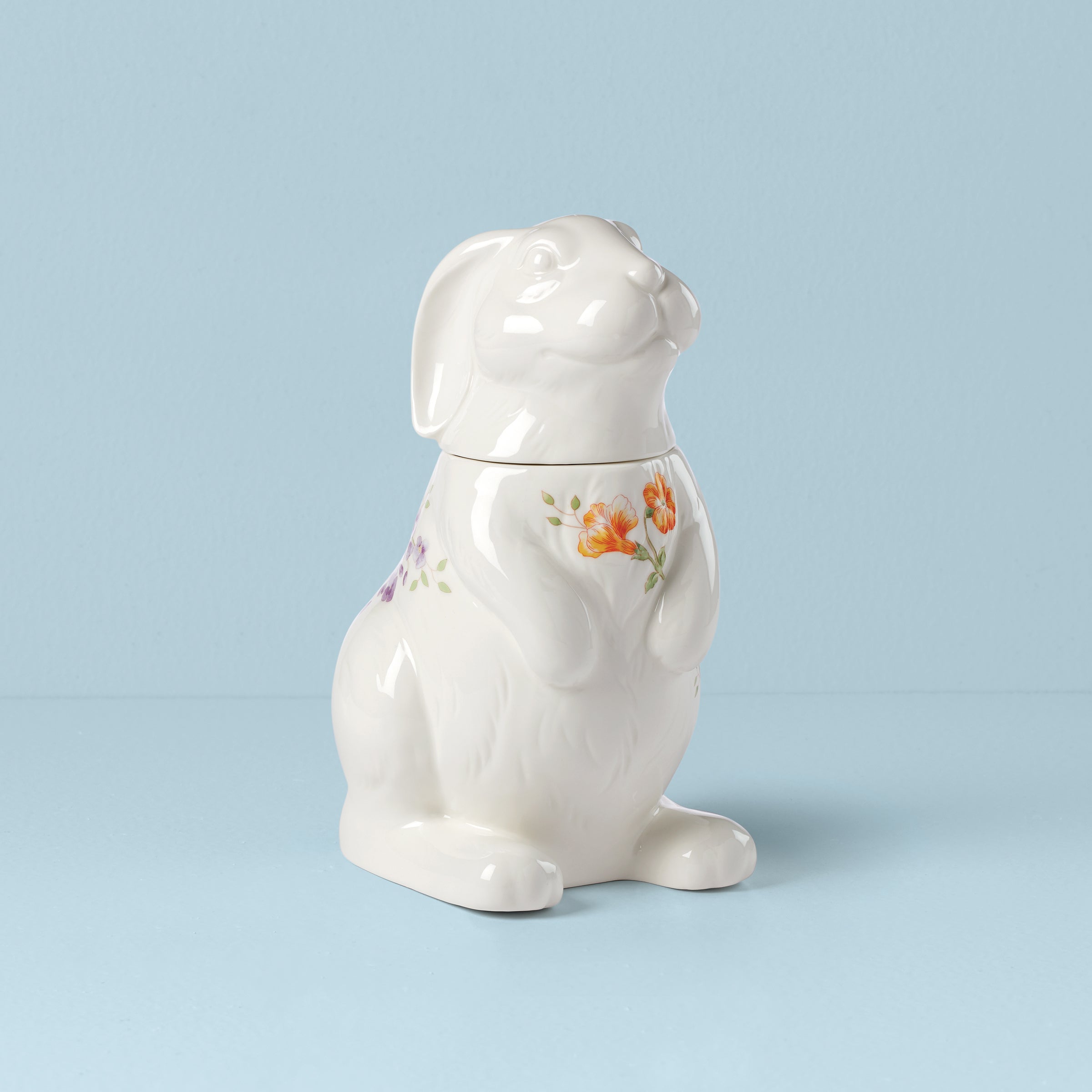 Porcelain Bunny Cookie Jar with Floral Design for Easter | Butterfly Meadow