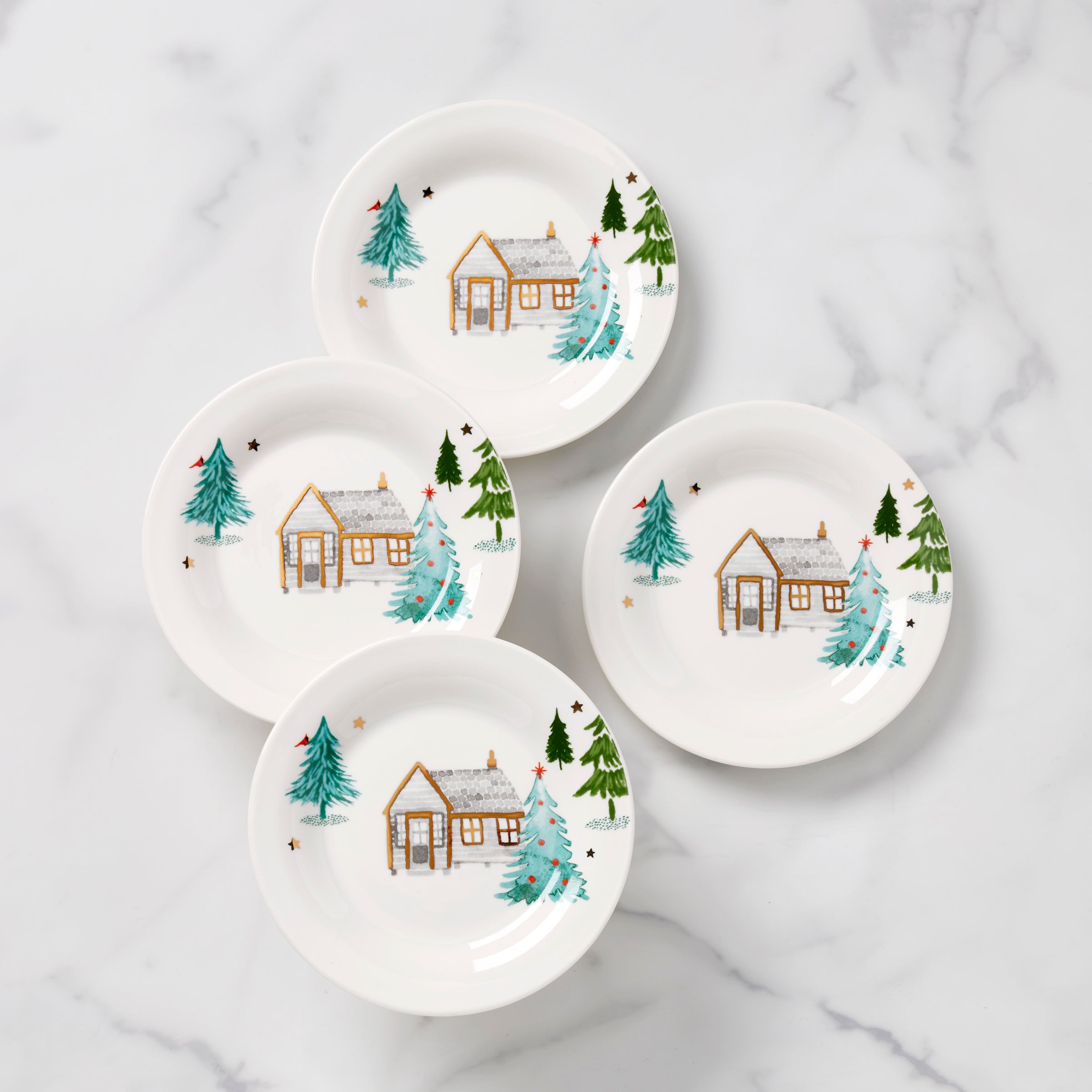 Winter Scene Tidbit Plates - Set of 4 | Balsam Lane