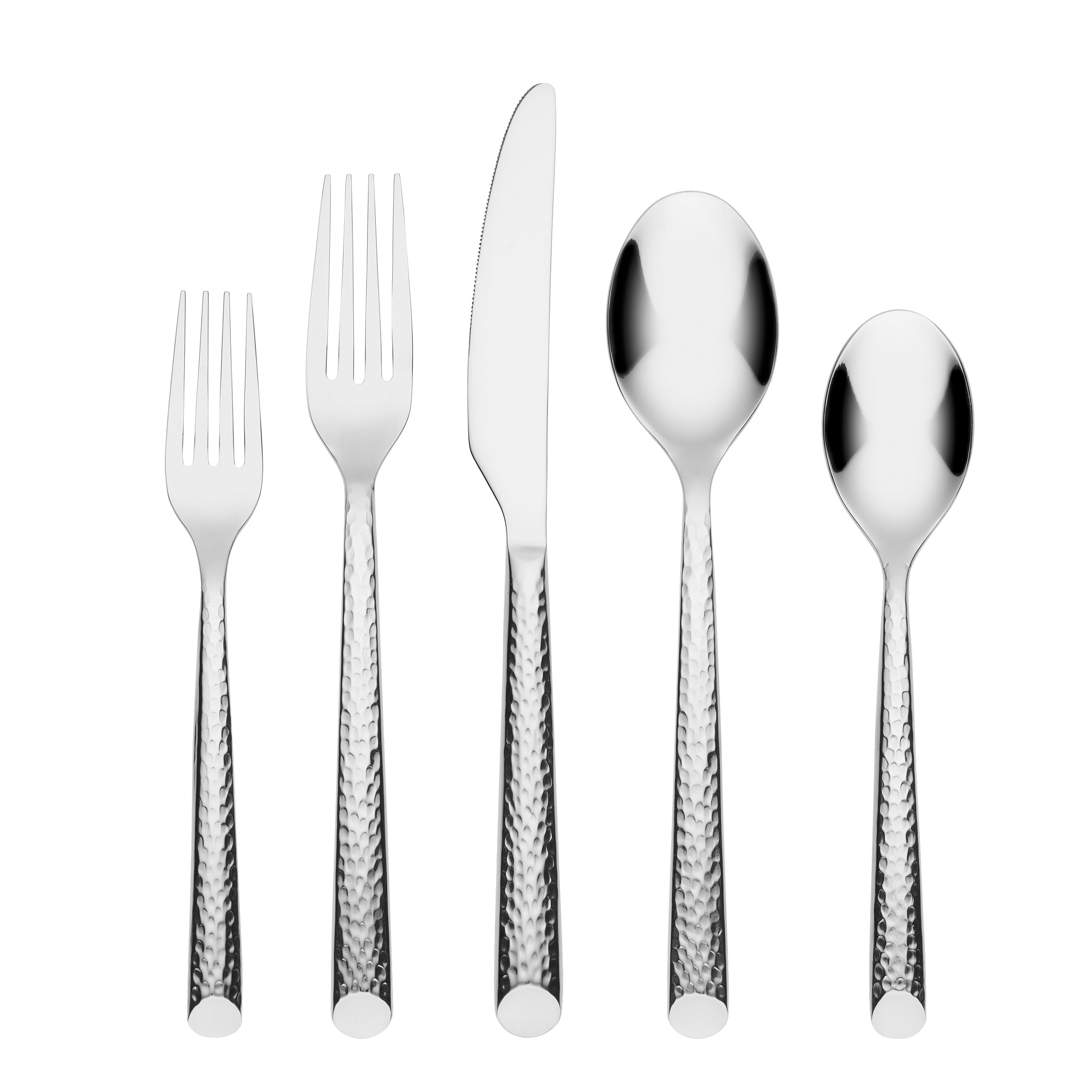 Hammered Stainless Steel Flatware Set | Elsa Mirror 20-Piece