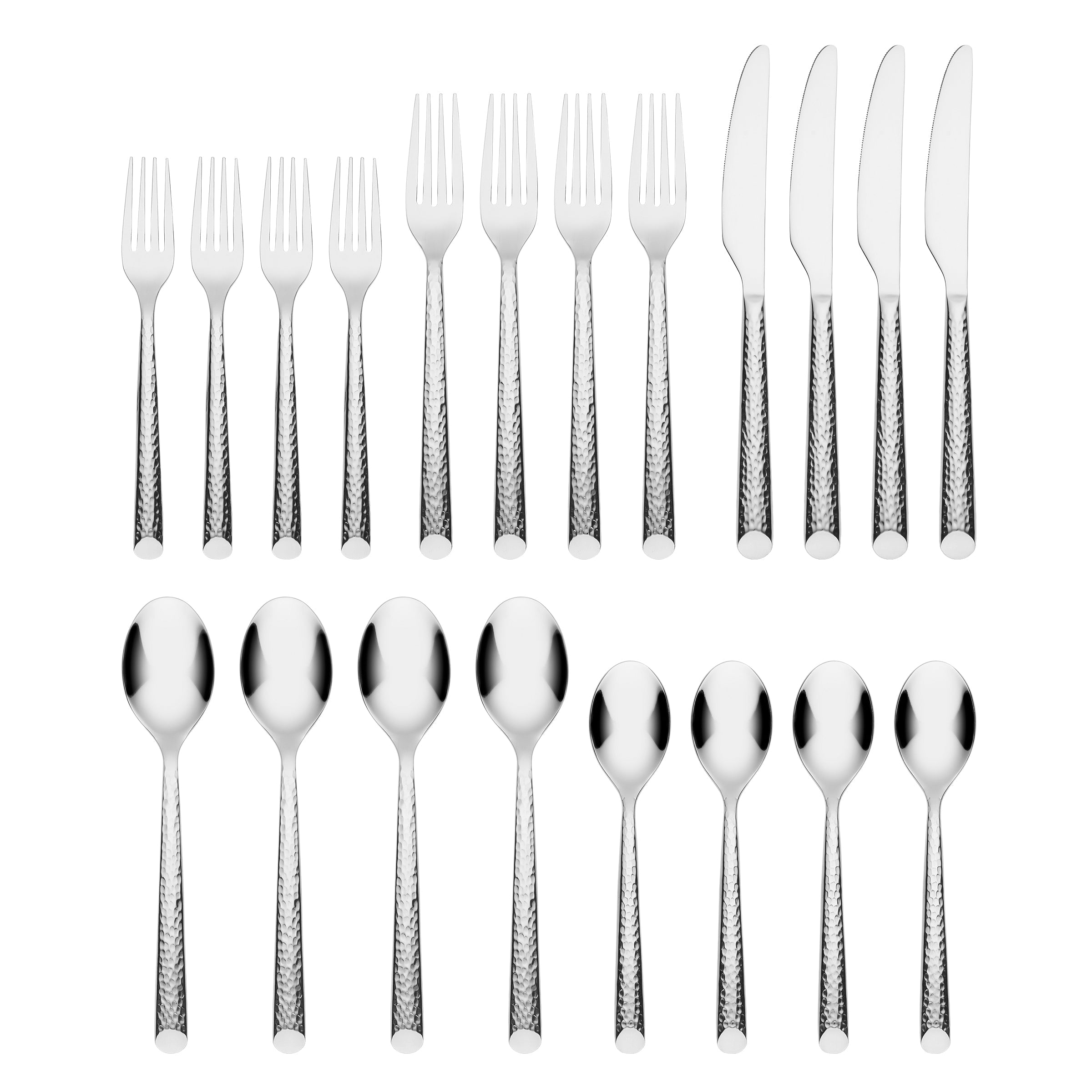 Hammered Stainless Steel Flatware Set | Elsa Mirror 20-Piece