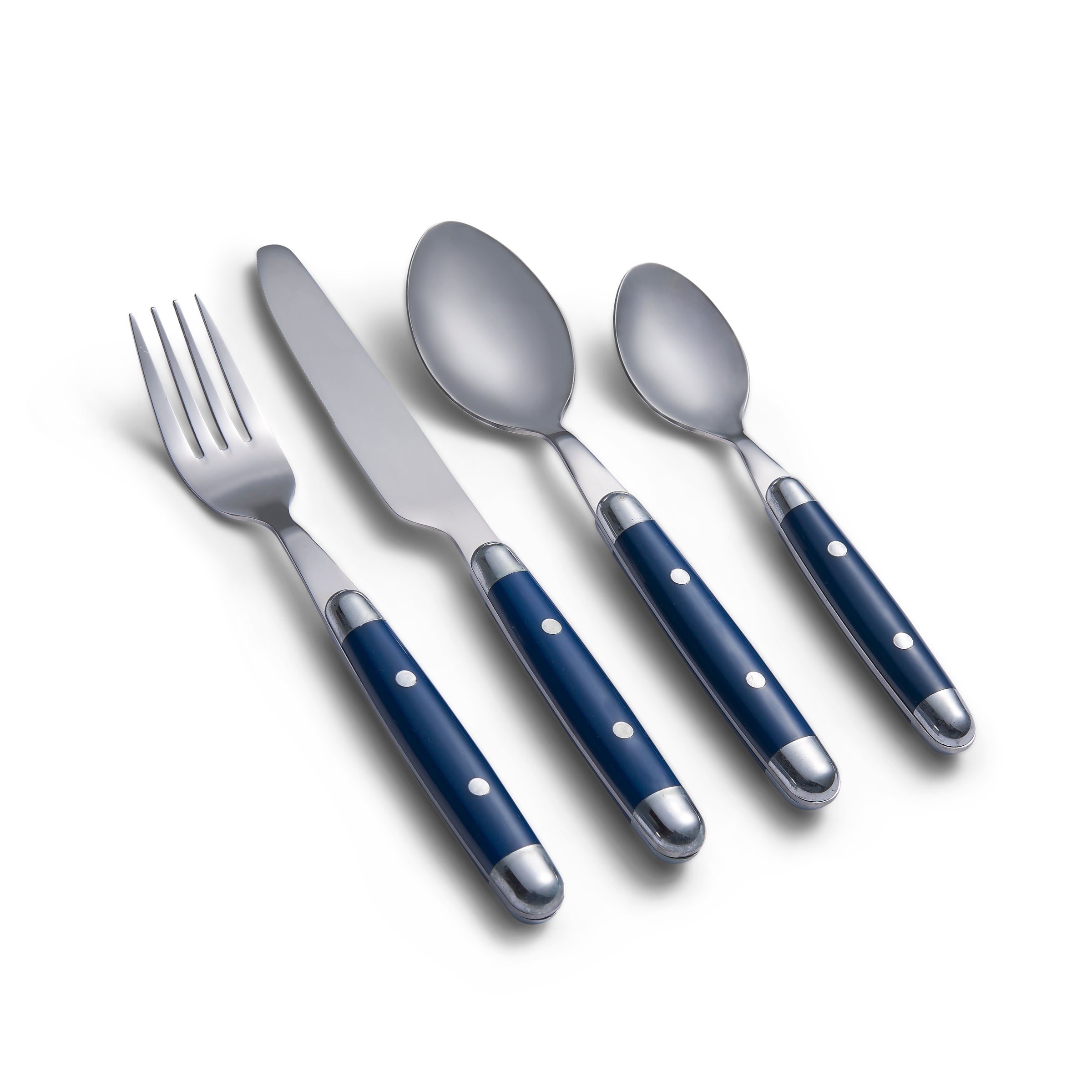 Retro Blue Flatware Set 16-Piece for 4 | Jubilee Stainless Steel