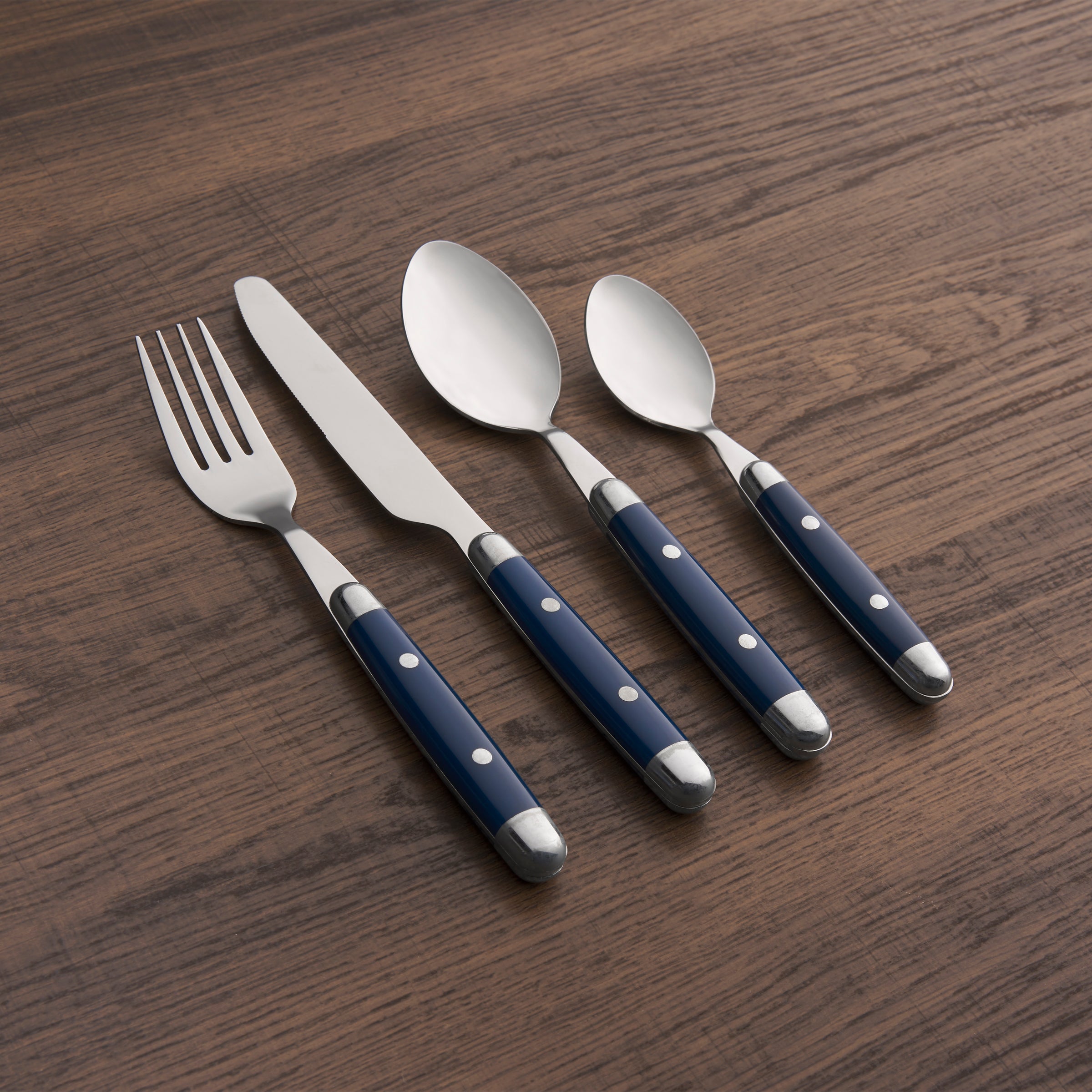 Retro Blue Flatware Set 16-Piece for 4 | Jubilee Stainless Steel