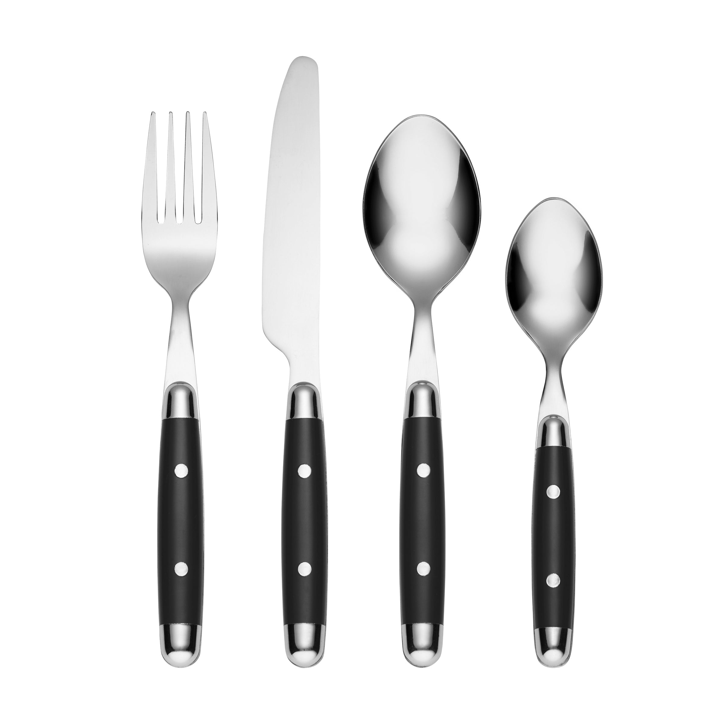 Black Flatware Set 16-Piece with Retro Design | Jubilee