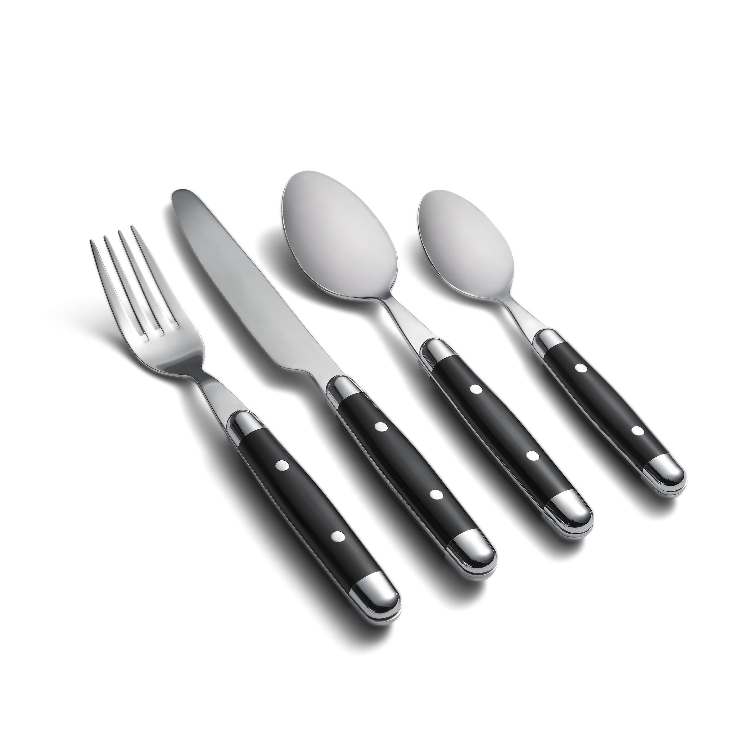 Black Flatware Set 16-Piece with Retro Design | Jubilee