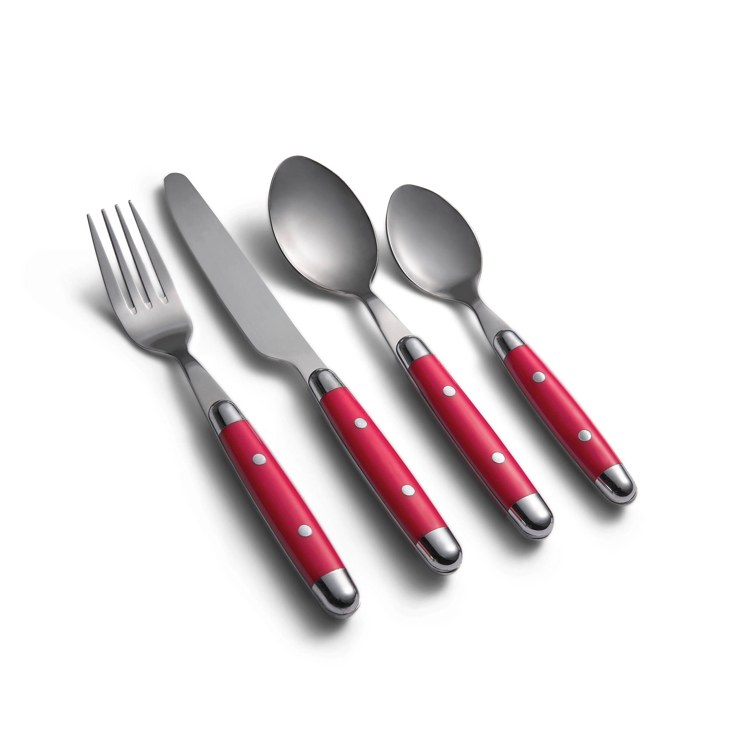 Retro Red 16-Piece Flatware Set | Stainless Steel Cutlery