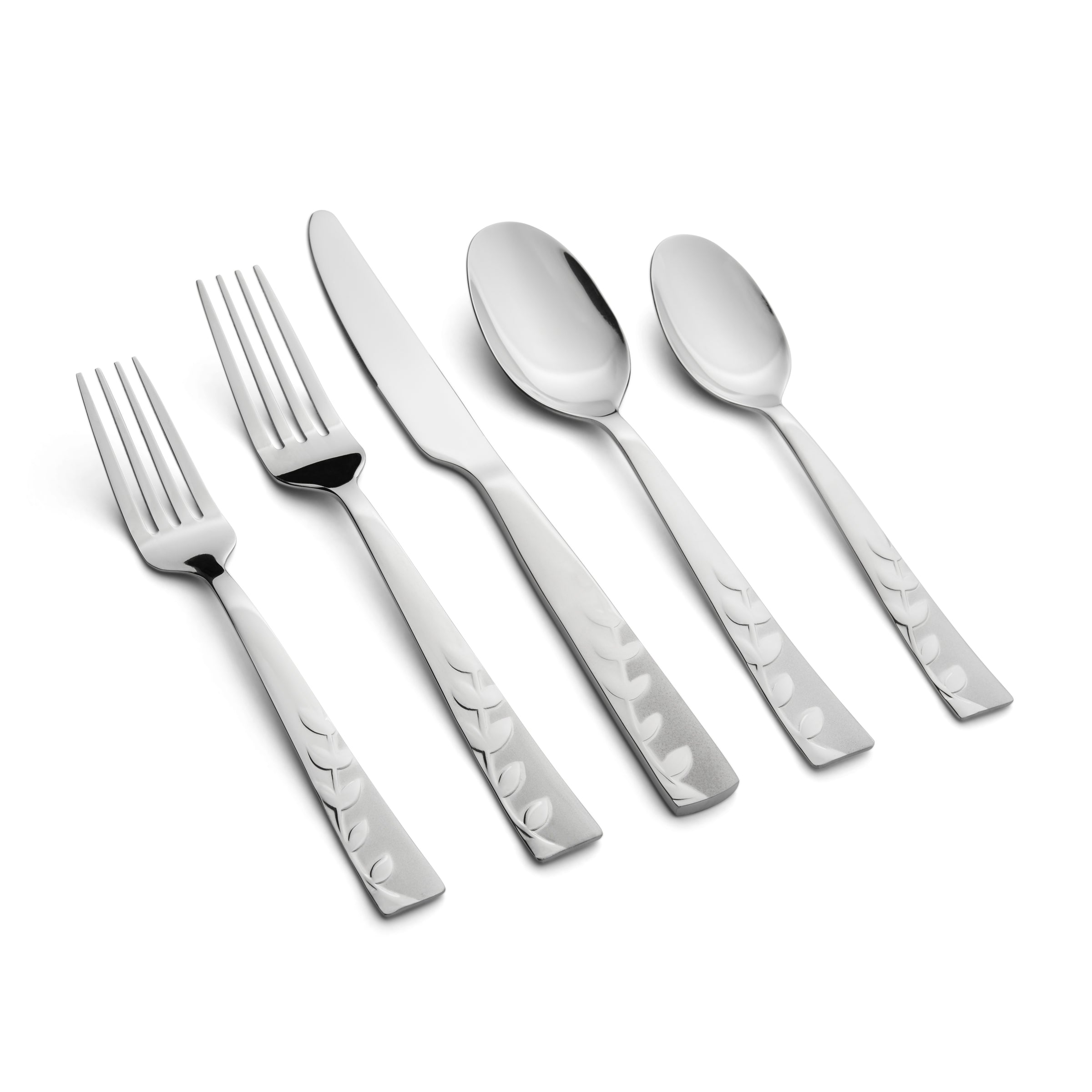 20-Piece Flatware Set with Floral Motifs & Frosted Finish | Blossom Sand