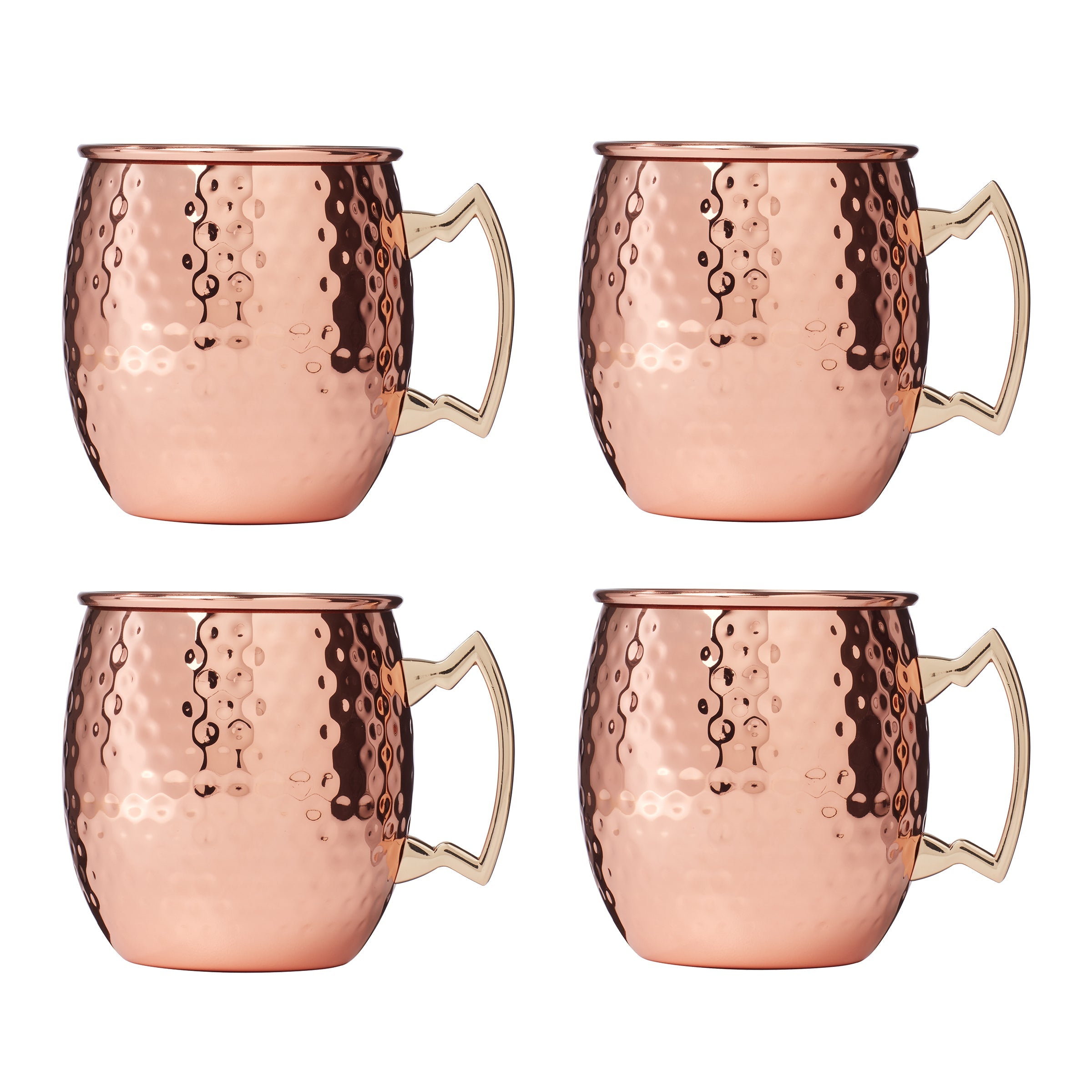 Hammered Copper Moscow Mule Mugs Set of 4 - Shatter-Resistant & Stylish