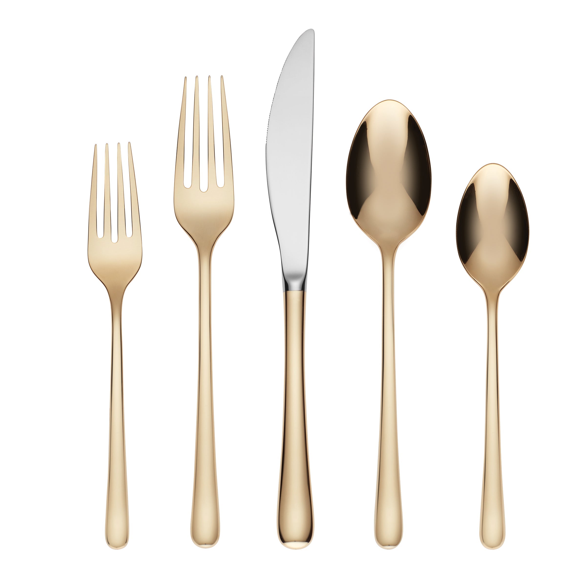 18/10 Stainless Steel Gold Dinnerware Set | Samantha Gold 5-Piece