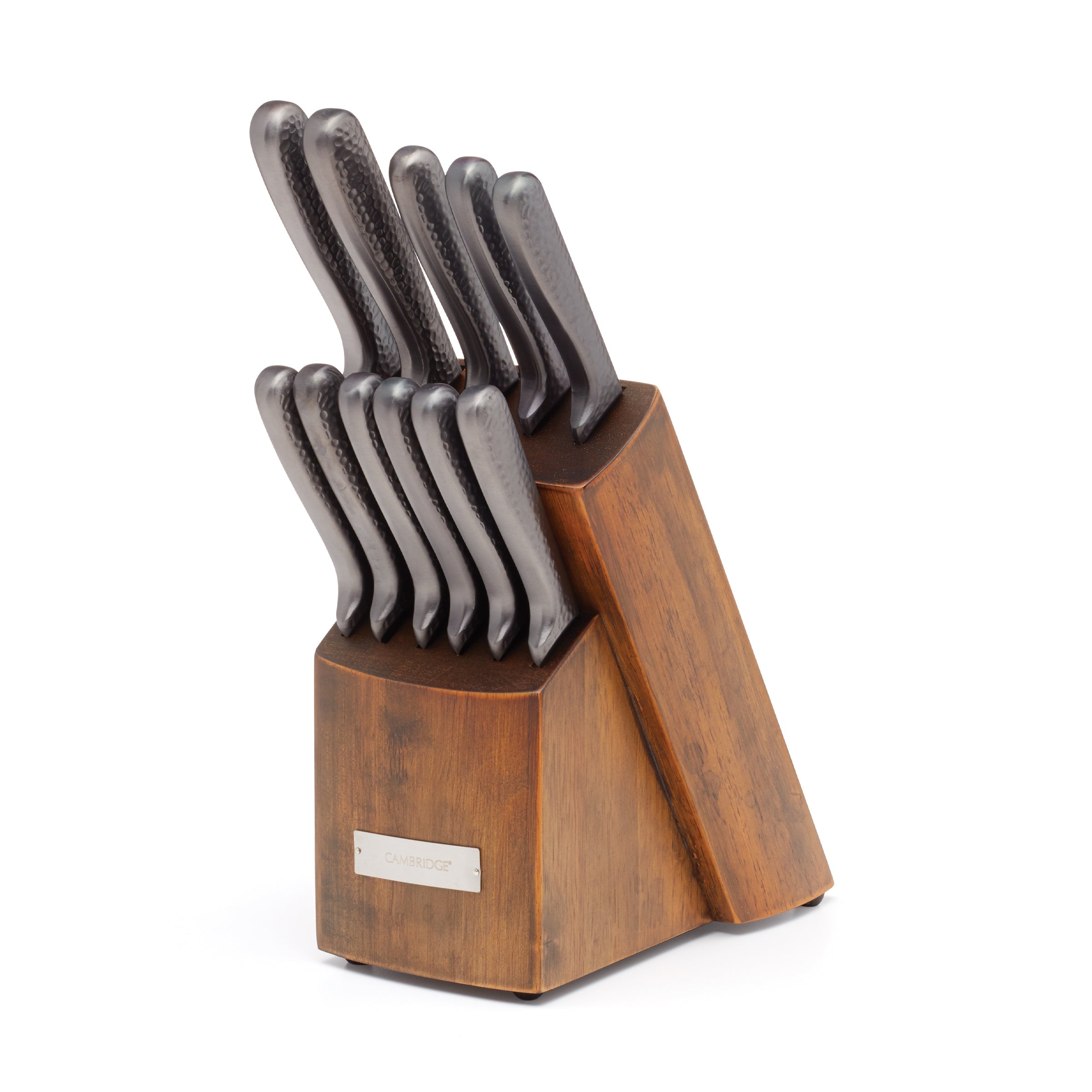 Hammered Titanium 12-Piece Cutlery Set with Block | Nero