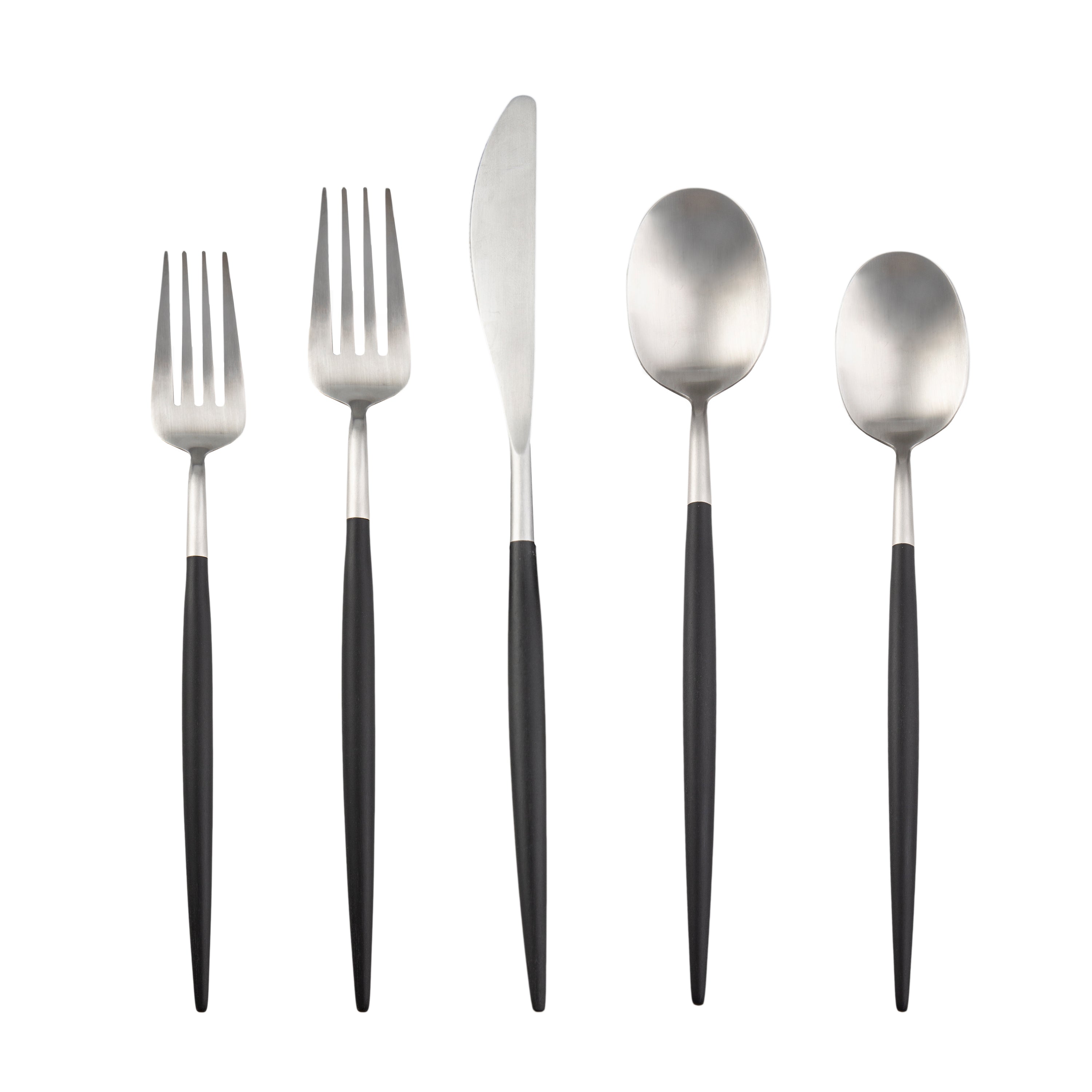 Black Satin Flatware Set for 4 | Evora 20-Piece Stainless Steel
