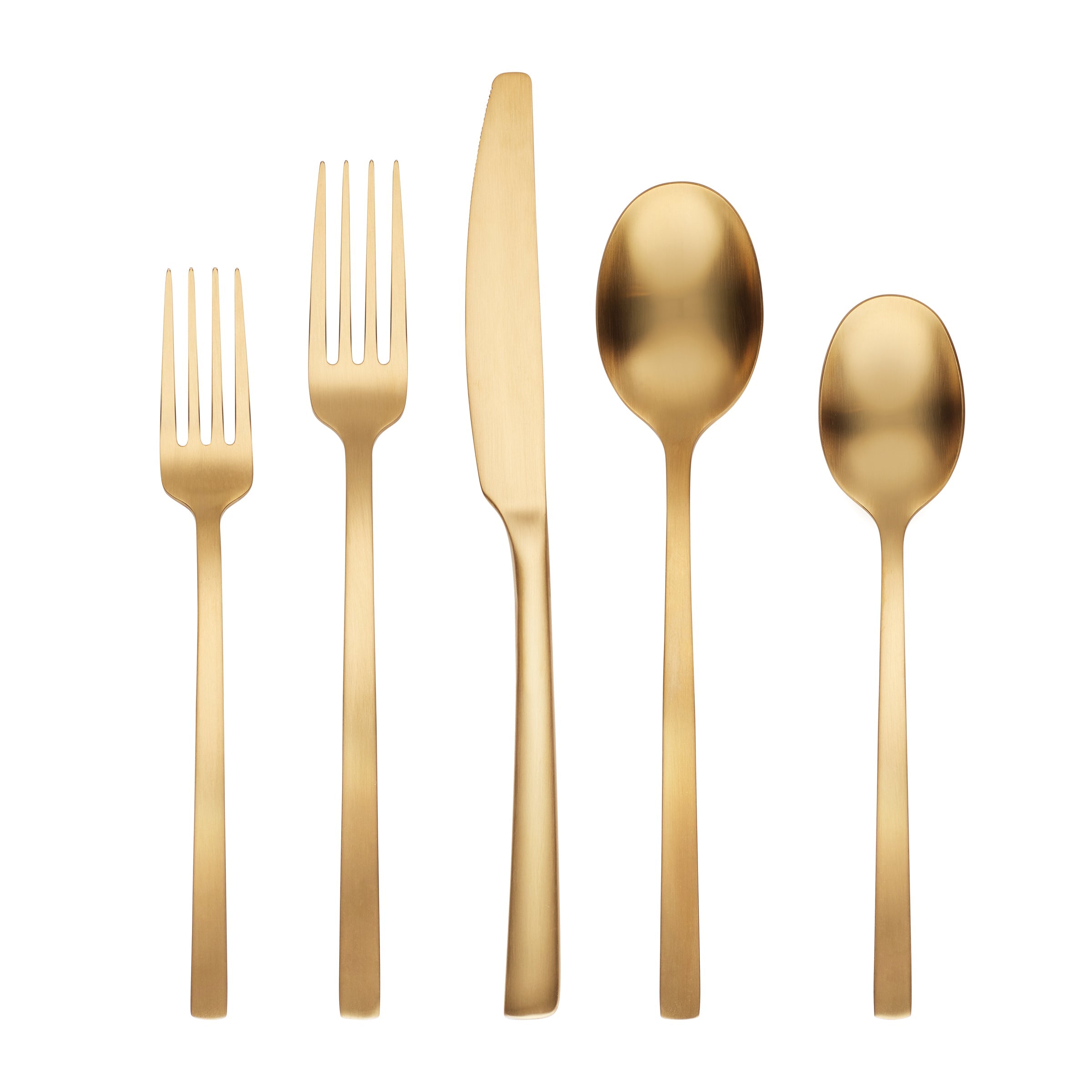 Gold Satin Flatware Set 20-Piece for 4 | Beacon Modern Cutlery