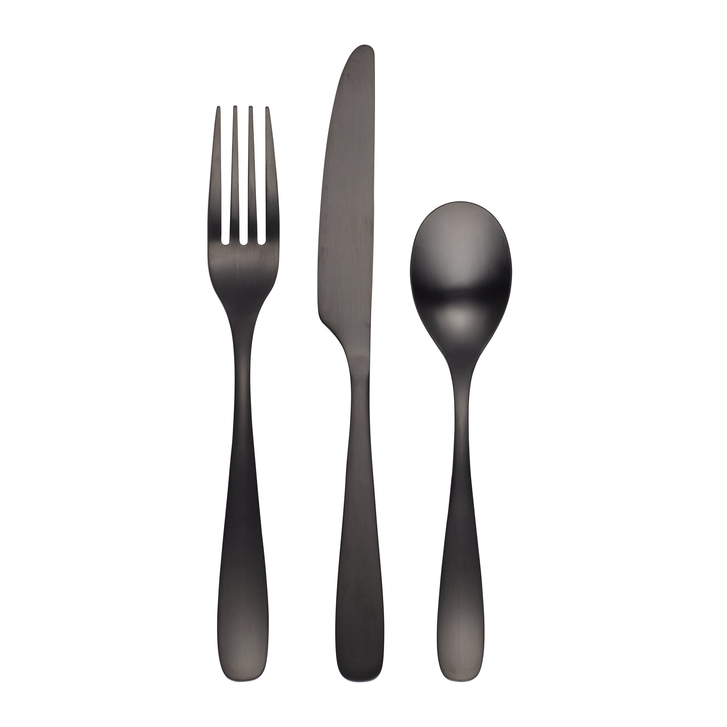 Black Satin Flatware Set 12-Piece for Elegant Dining | Eliana