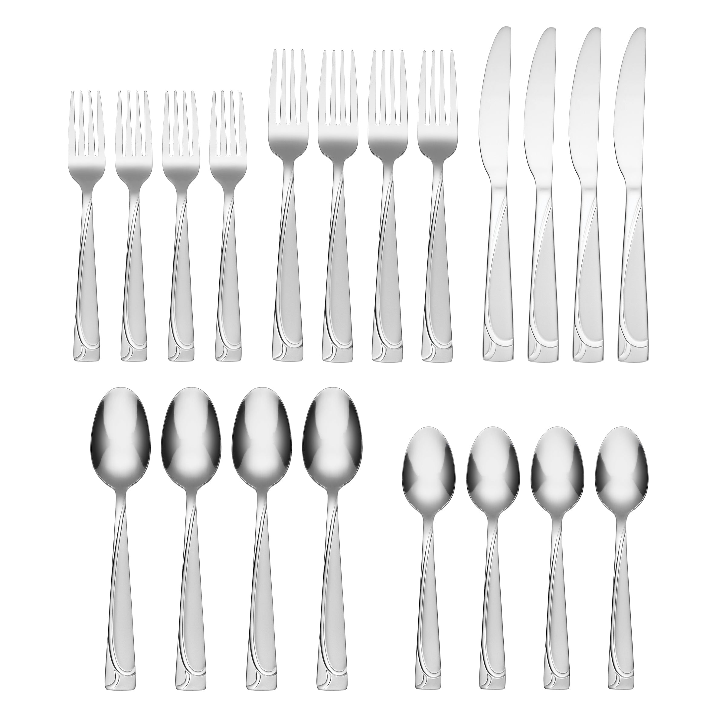 20-Piece Flatware Set with Frost Finish & Elegant Handle | Mena