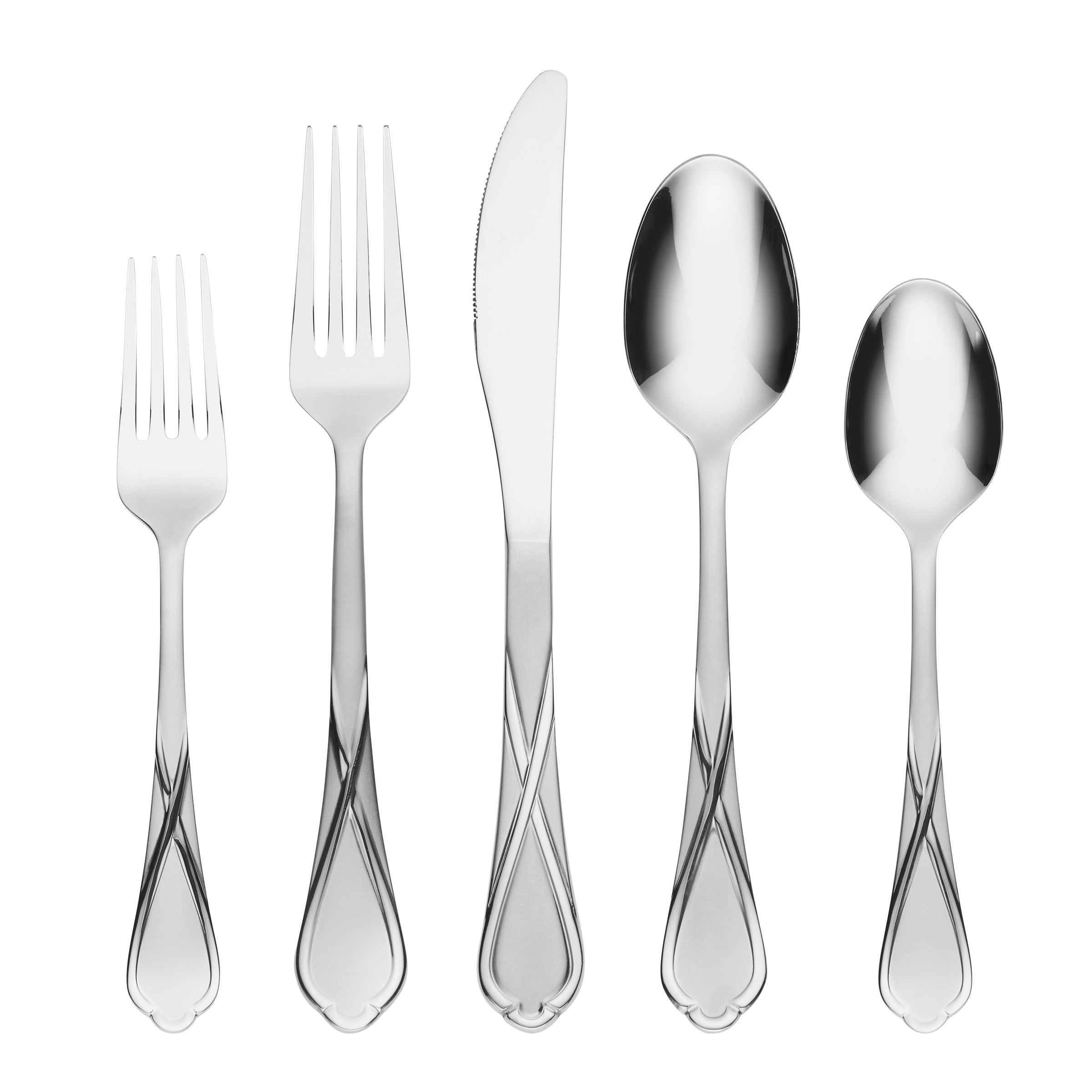Heather Sand 20-Piece Flatware Set with Ribbon Design | Elegant Dining