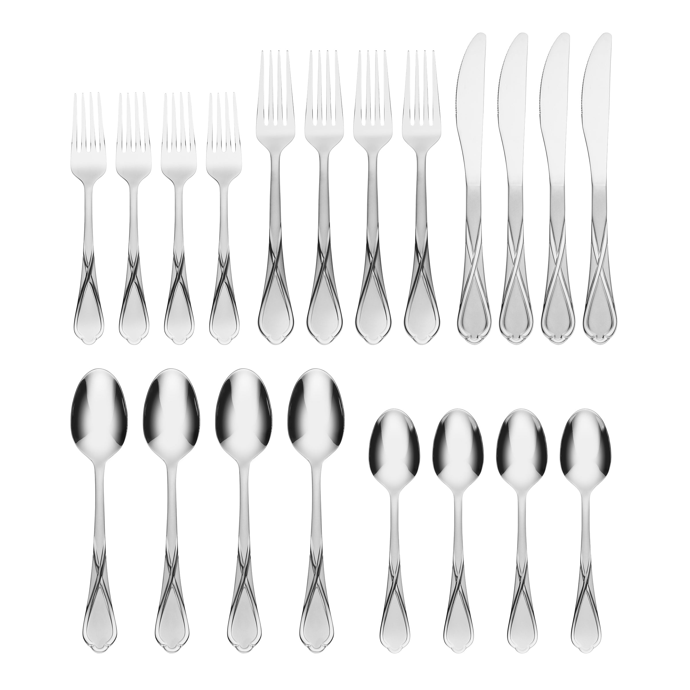 Heather Sand 20-Piece Flatware Set with Ribbon Design | Elegant Dining
